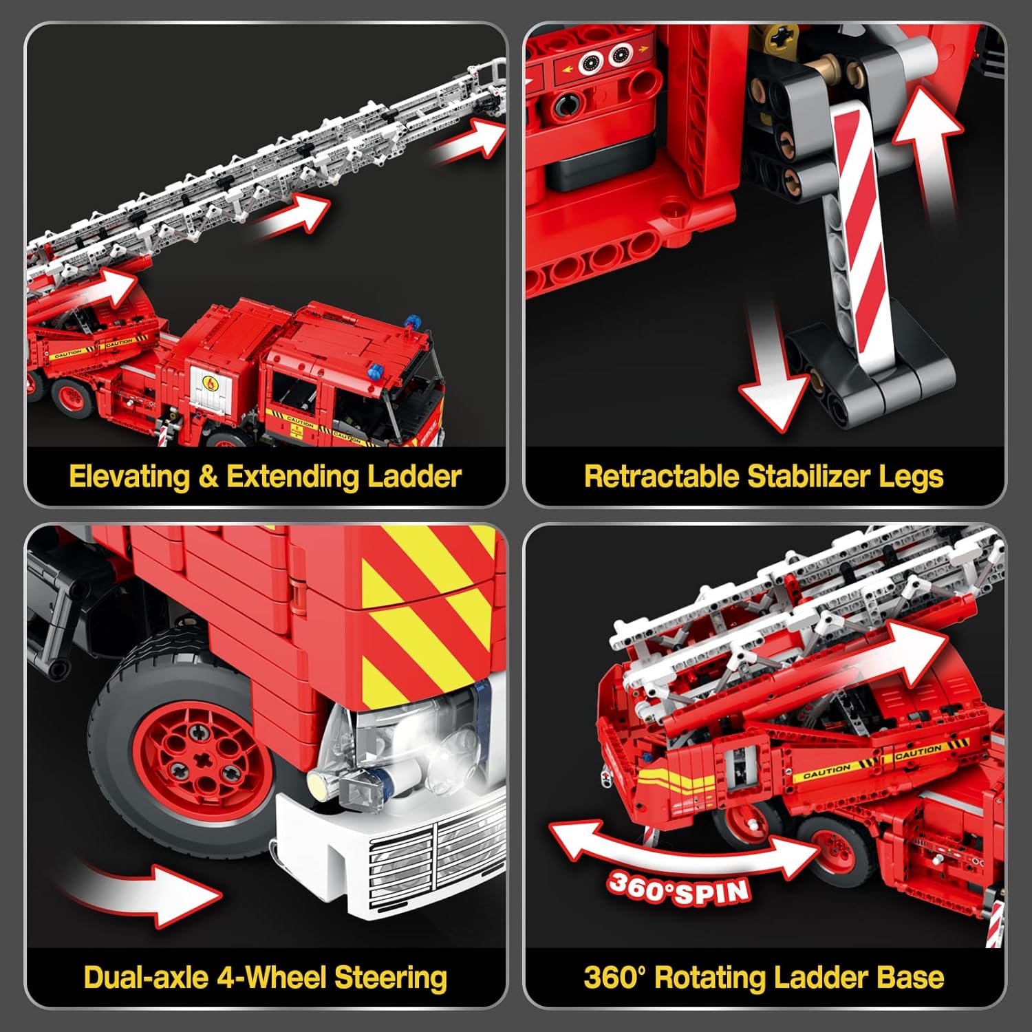 Reobrix Fire Engine Truck Building Blocks Set,APP Remote Control RC Fire Engine Toy Set 22005,Emergency Vehicle Building Toys, Large Fire Truck Model Car Toy for Adult,3047 PCS