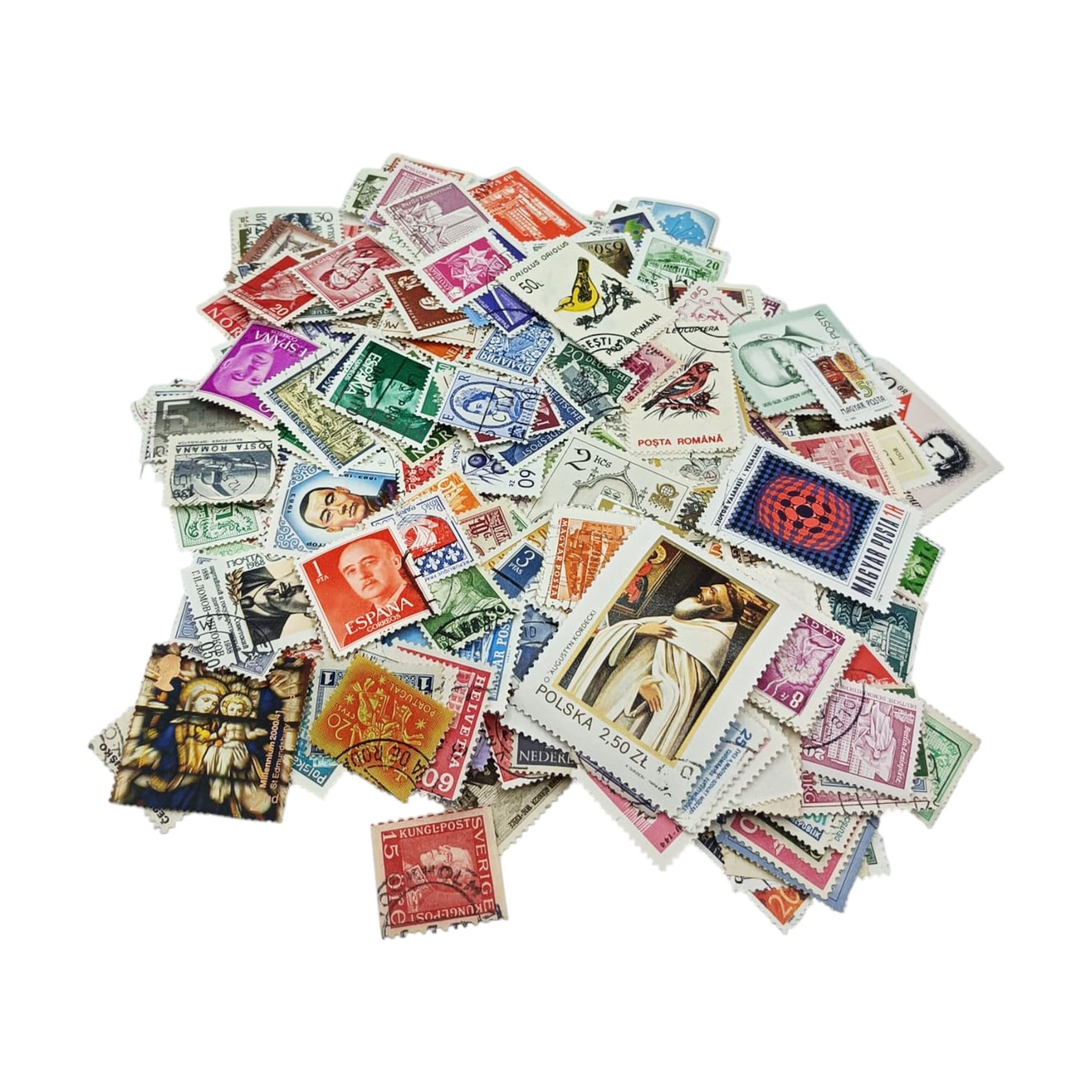 IMPACTO COLECCIONABLES – Colección de 500 Sellos de Europa con álbum Incluido (14 x 18 x 1 cm) | Eleve su colección filatélica con Sellos auténticos matasellados en un álbum Compacto y Elegante