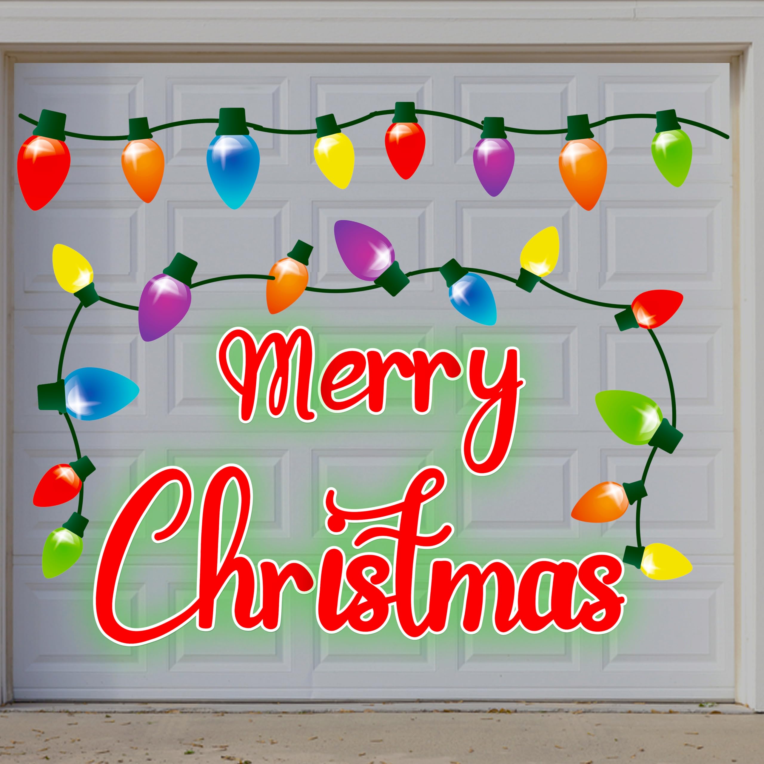 90shine Christmas Garage Door Decorations Magnets, Glow-in-The-Dark Bulbs