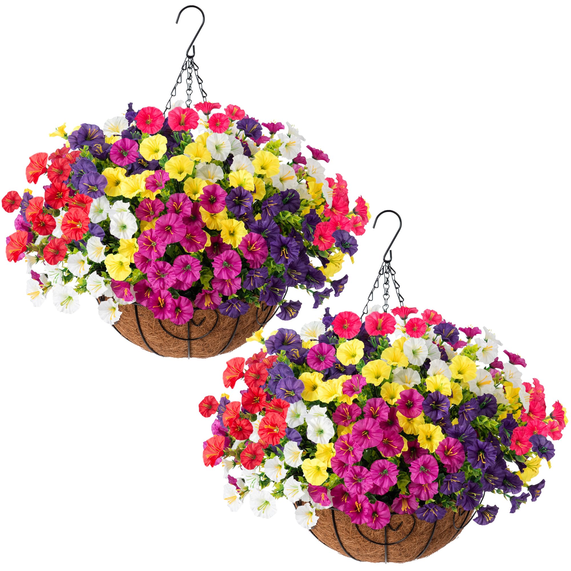 Ivydale 2 Set Artificial Hanging Flowers Fake Plants Baskets for Outdoors Decor