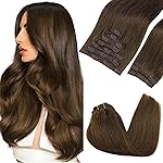 GOO GOO Clip in Hair Extensions Real Human Hair, Remy Human Hair Extensions Clip ins for Women, Natural Human Hair, 18inch 150g 9Pcs, 4A Chocolate Brown