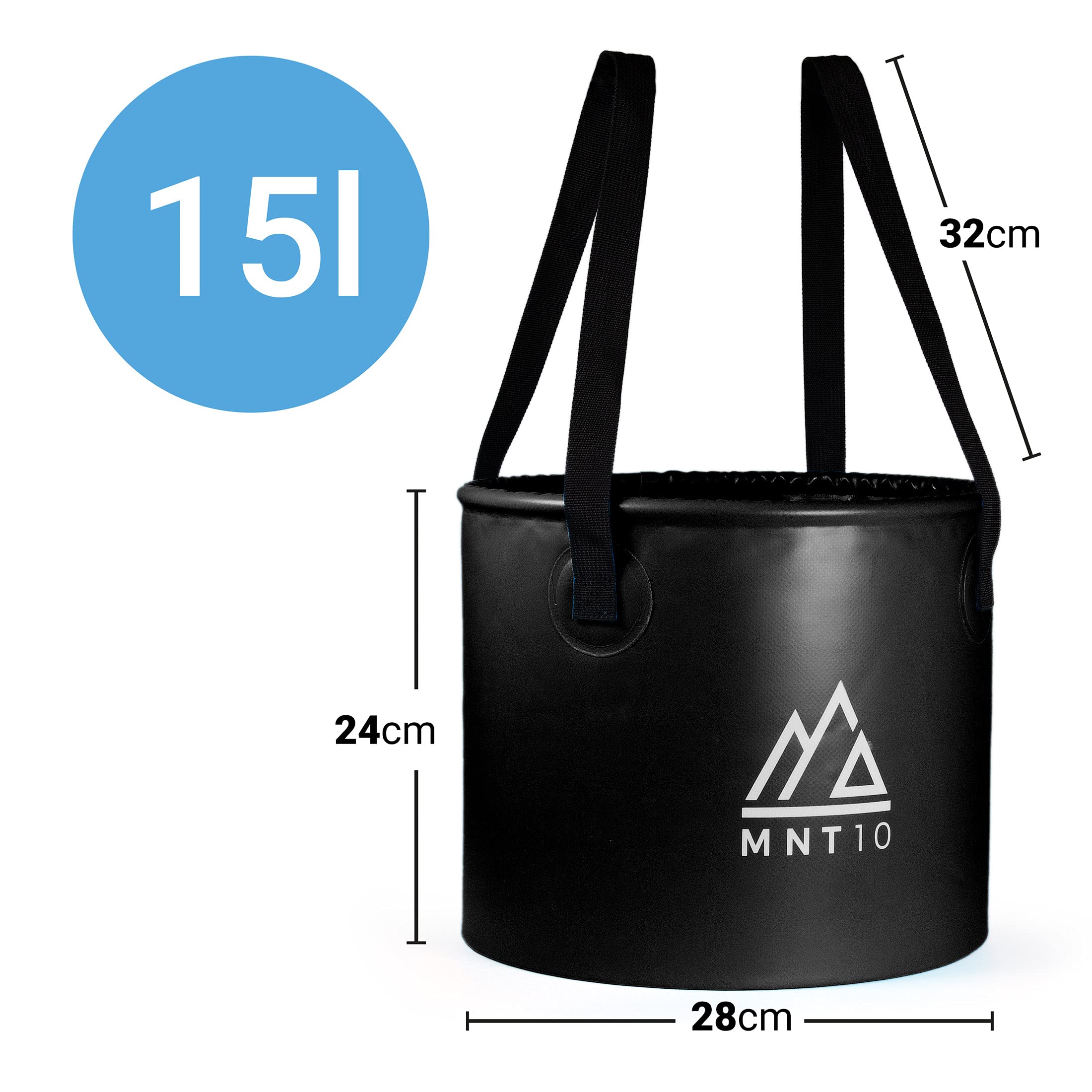APT Falteimer Rund – Faltbar, 10 Liter, Anthrazit/blau, Ideal Für Camping, Garten & Haushalt