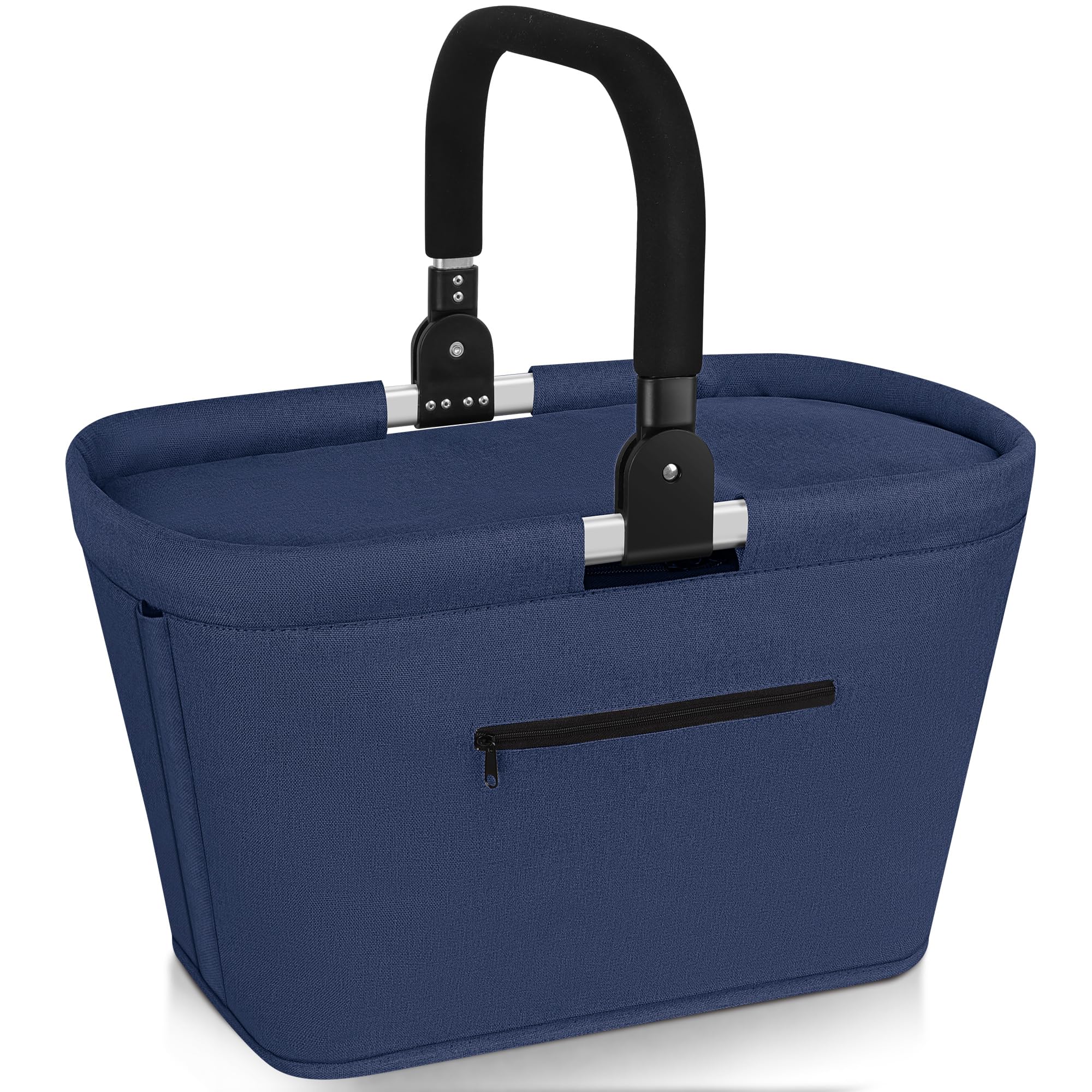 Panier de Pique-Nique Isotherme, 35L Grande Capacité Panier Picnic Isotherme Pliable Sac Pique Nique Glacières de Camping et Randonnée Extérieur Portable, Isolation Chaud/Froid - Bleu