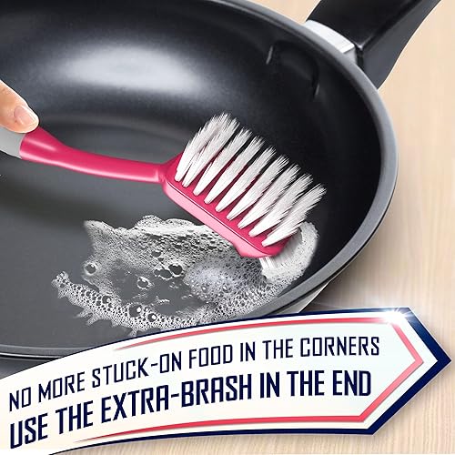 Miniatura 42 de Dish Brush Set of 5 with Holder - Kitchen Scrub Brushes with Non-Slip Long Handle for Cleaning, Scrubber, Dishwashing, Dishes, Bottles, Straws