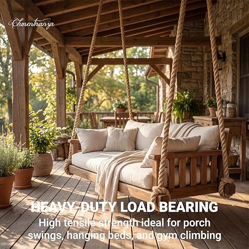 Miniatura 3 de Cuerda de cáñamo de 1 pulgada x 50 pies, cuerda trenzada de 4 hebras resistente para manualidades, decoración náutica, tira y afloja, paisajismo