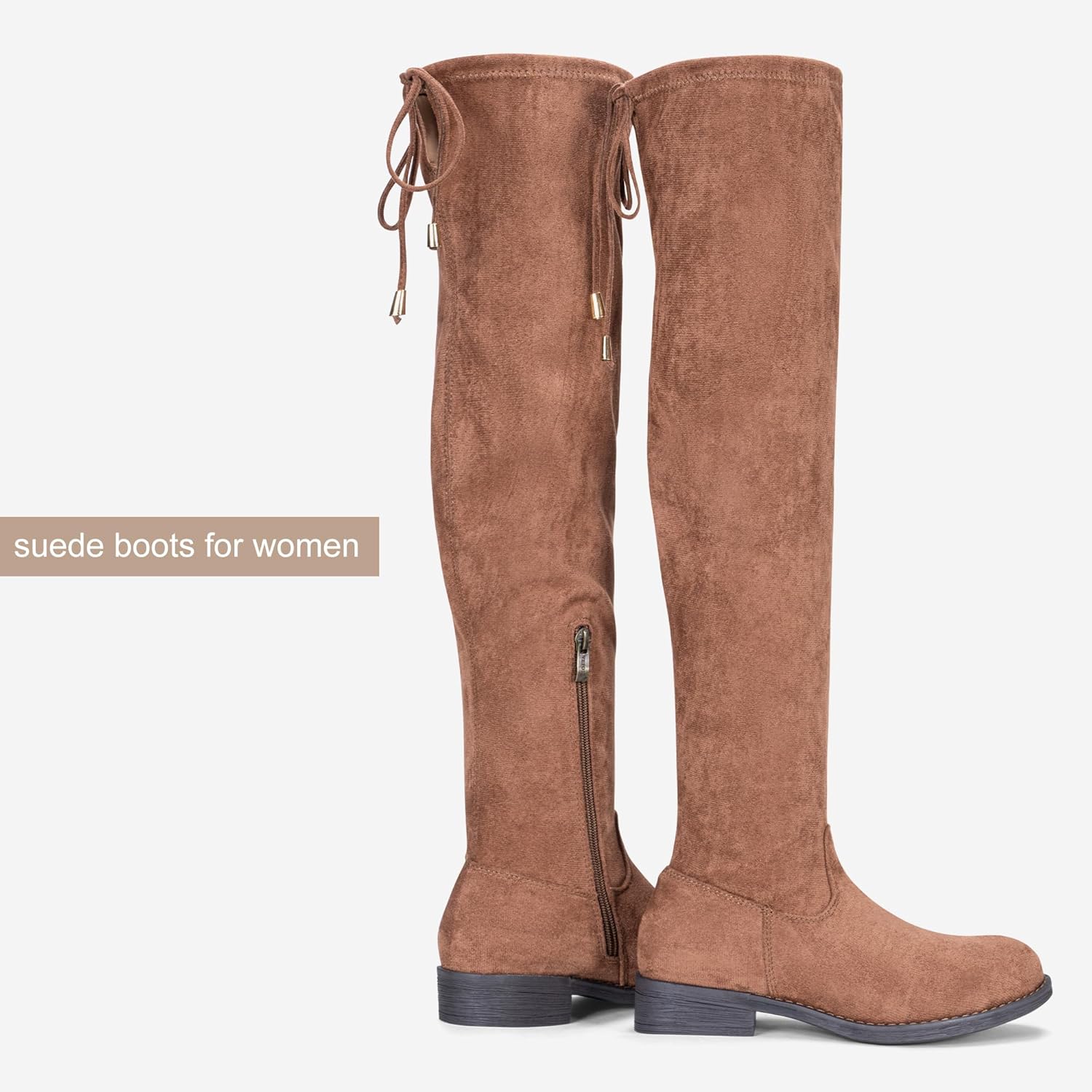 Vepose Women's 998 Suede Over The Knee High Boots Low Flat Heel Thigh High Boots for Women - Image 2