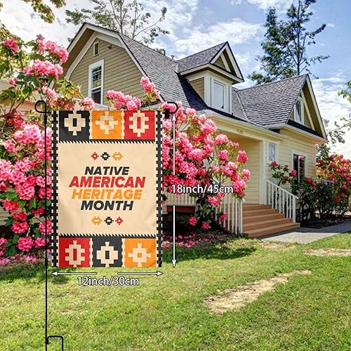 Miniatura 2 de Bandera de jardín del Mes de la Herencia Nativa Americana 2023 de doble cara vertical al aire libre, letrero decorativo de bienvenida para el hogar,