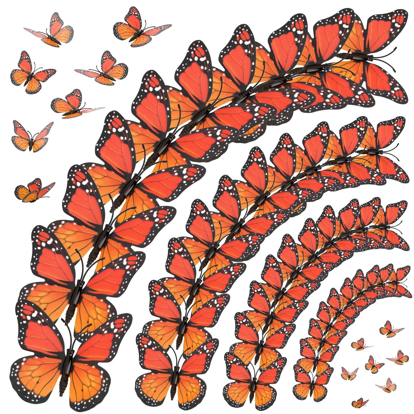 DTOFOOT Monarch Butterfly Decorations, 30Pcs Fake Orange Butterfly