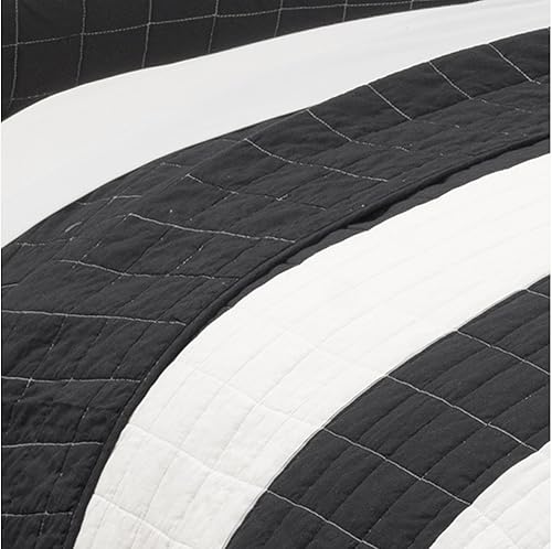 Miniatura 6 de Lush Decor New Berlin - Juego de ropa de cama de 3 piezas con diseño de rayas, matrimonialqueen, azul marino y blanco