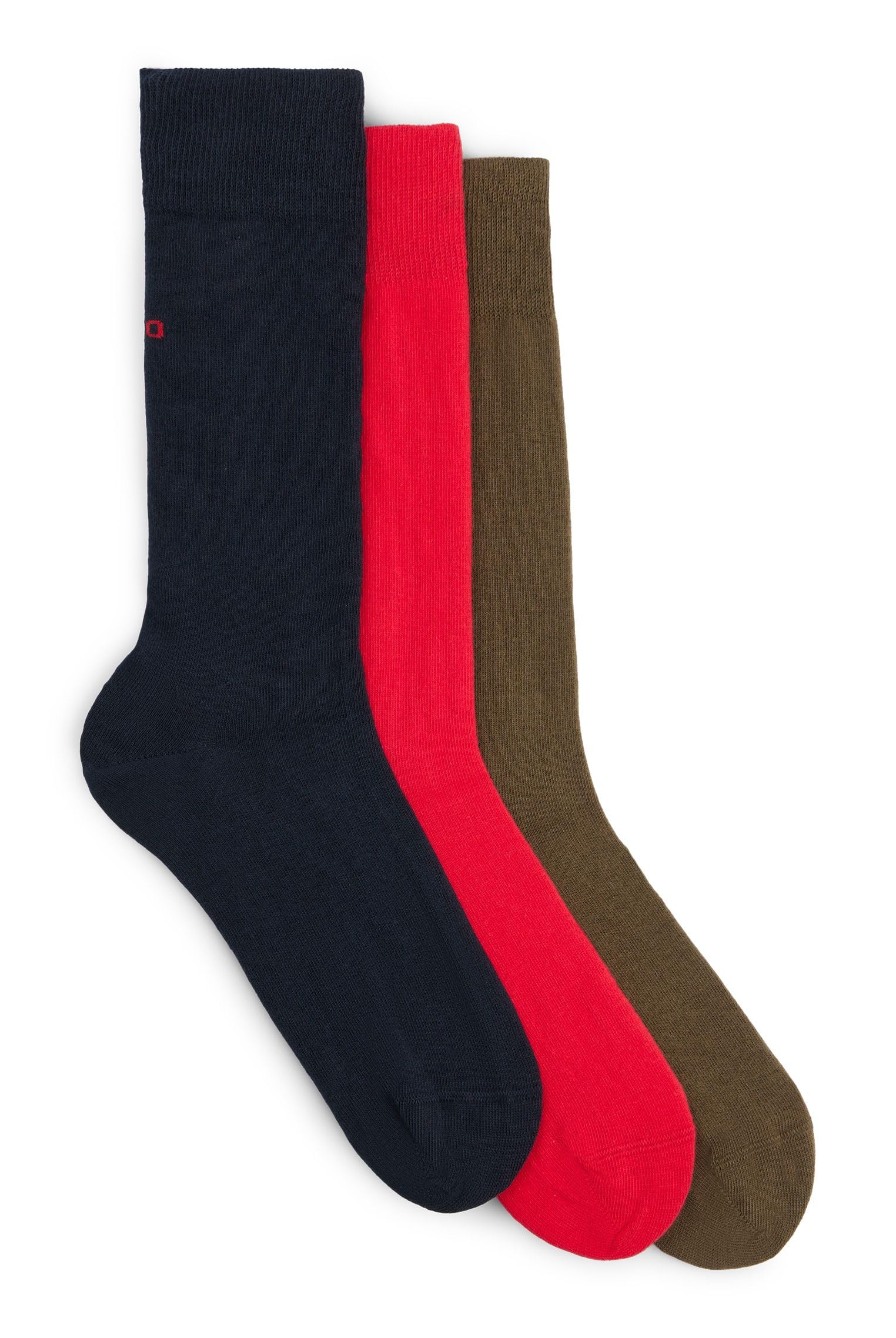 HUGO Mens 3P RS UNI CC Three-pack of logo-detail socks in a regular length