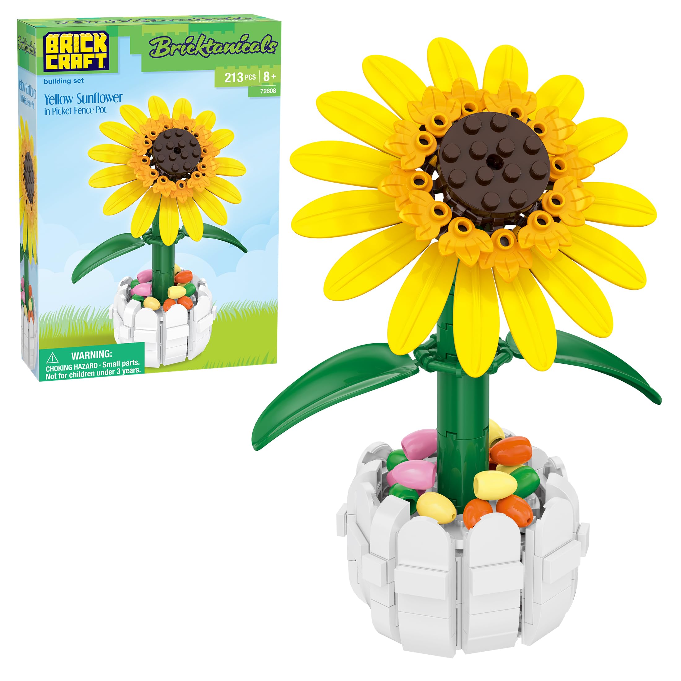 sunflower様 Amazon.com: Brickcraft Bricktanicals Yellow Sunflower in Picket