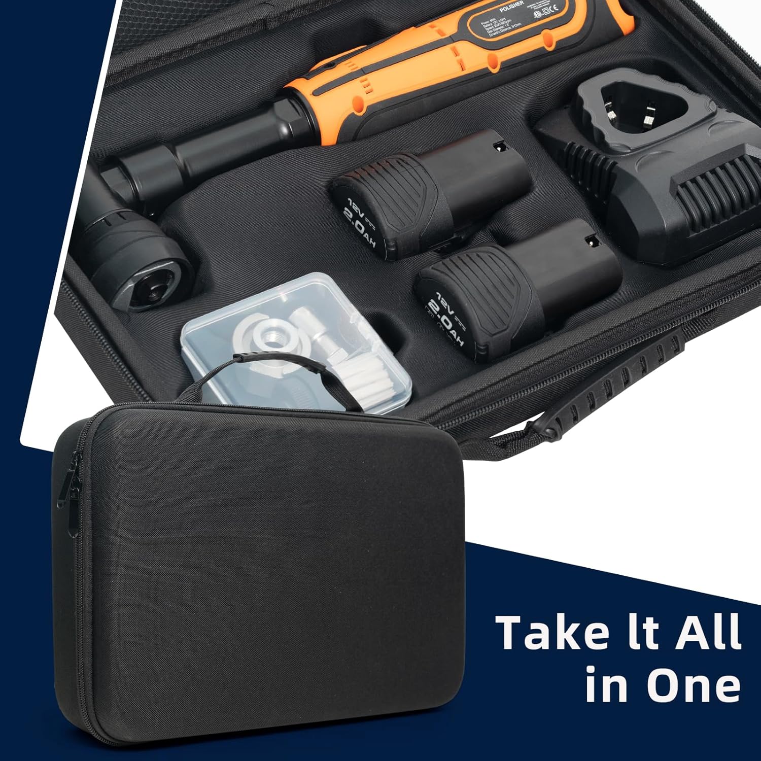 GLEX Cordless Mini Polisher, 12V Cordless Scratch Repairer, Mini Cordless Car Polisher with Polishing Pad and Wool Pad, Premium Set for Polishing, Sanding and Cleaning.