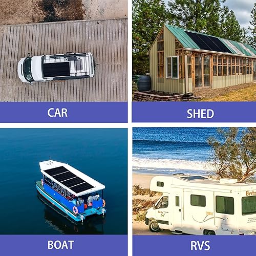 Miniatura 6 de Kit de panel solar de 12 V, 200 W, módulo fotovoltaico monocristalino ligero de 100 vatios con controlador de carga de 20 A, alimentación fuera de