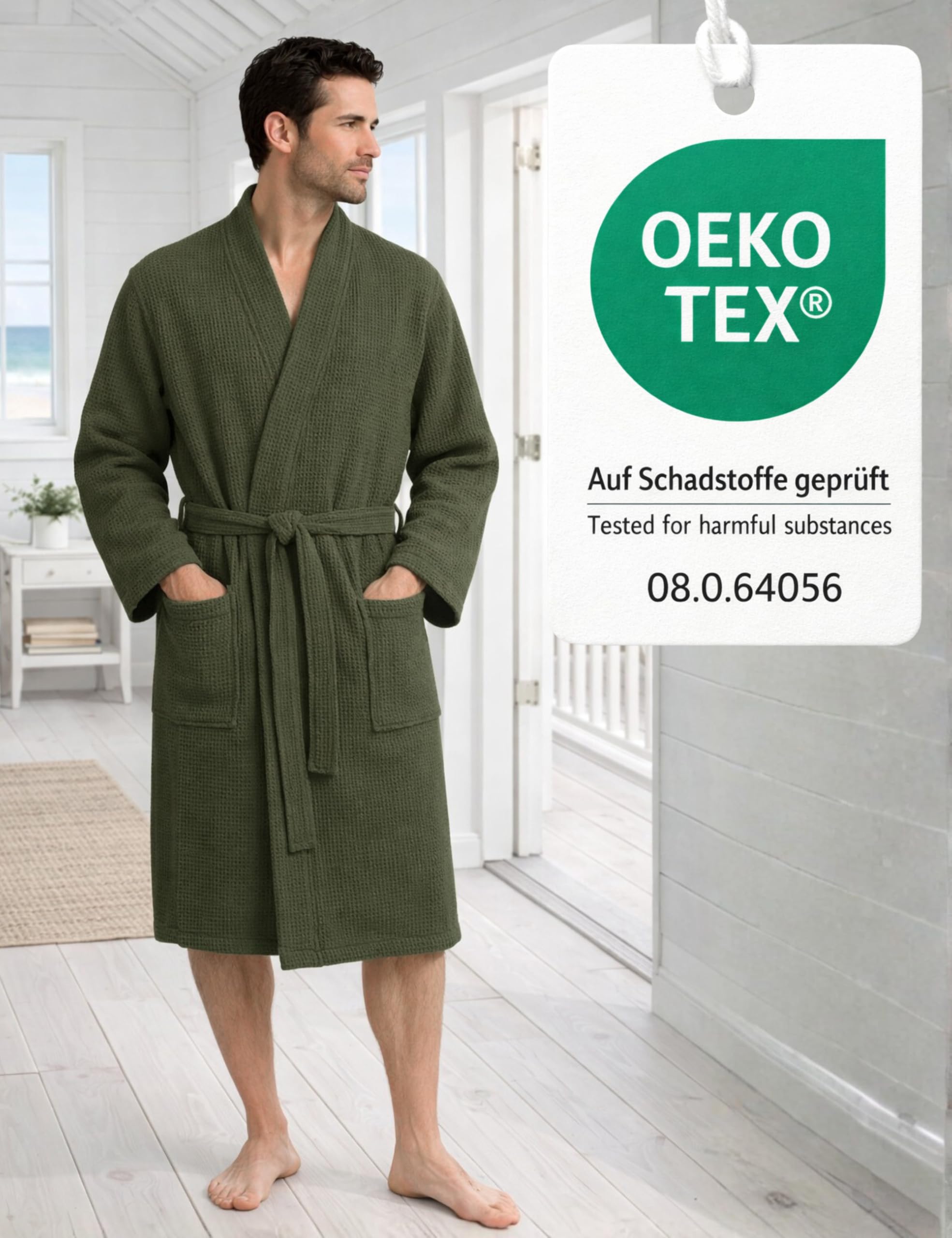 Morgenstern Accappatoio Uomo Nido d'Ape Cotone Leggero