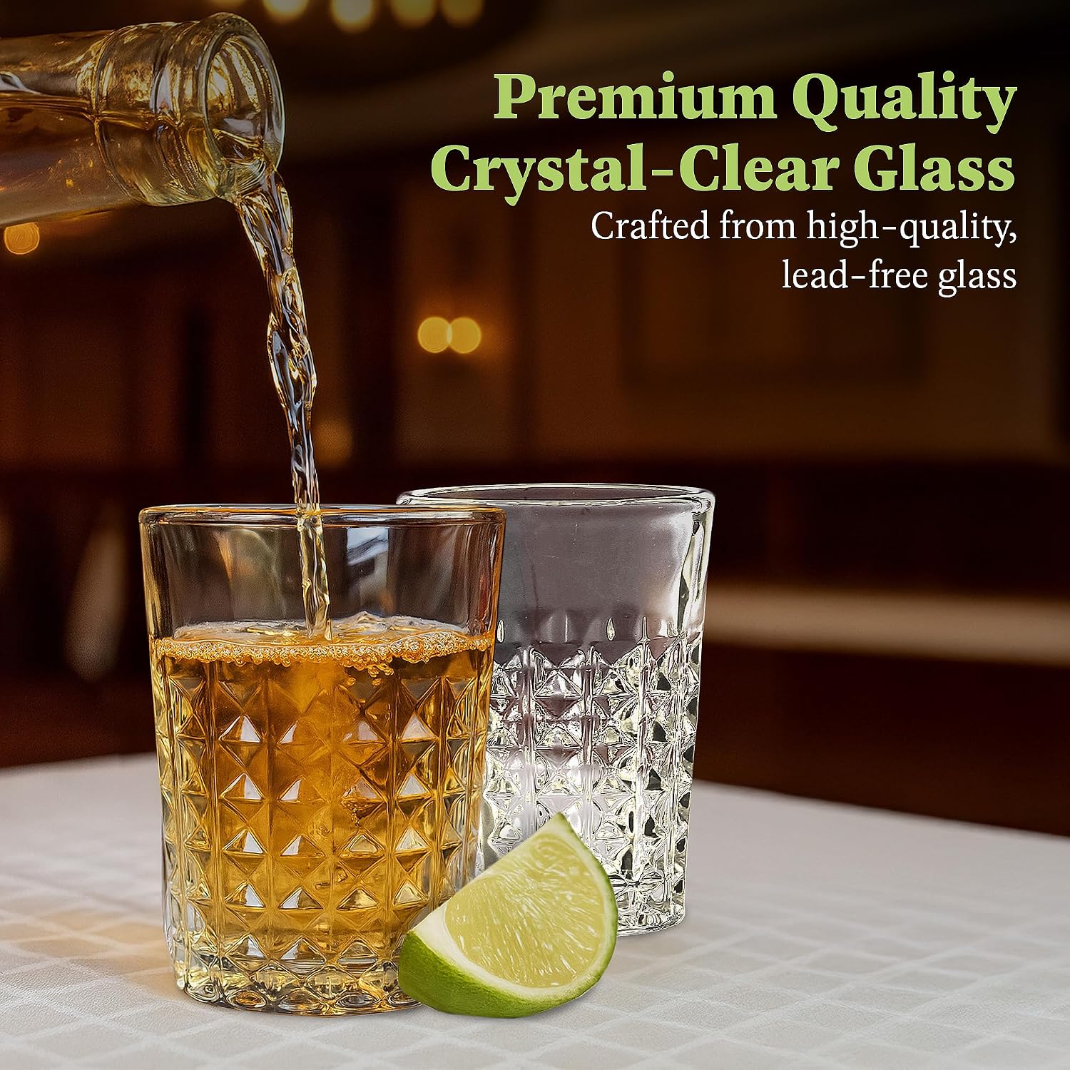 QUAFFER Tequila Glasses Heavy Base Shot Glass Cordial Glasses 2oz (Set of 6) – Classic Shape Elegant Patterned - Authentic Tequila Shot Glass Set –– Perfect for Parties, Bars, Events, Home Bar image 5