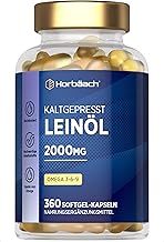 Leinöl Kapseln 2000mg | Omega 3 6 9 | 1000mg pro Kapseln | 6 Monate Vorrat - 360 Hochdosiert Weichkapseln | Kaltgepresstes Softgels | Linseed Oil Capsules | by Horbaach