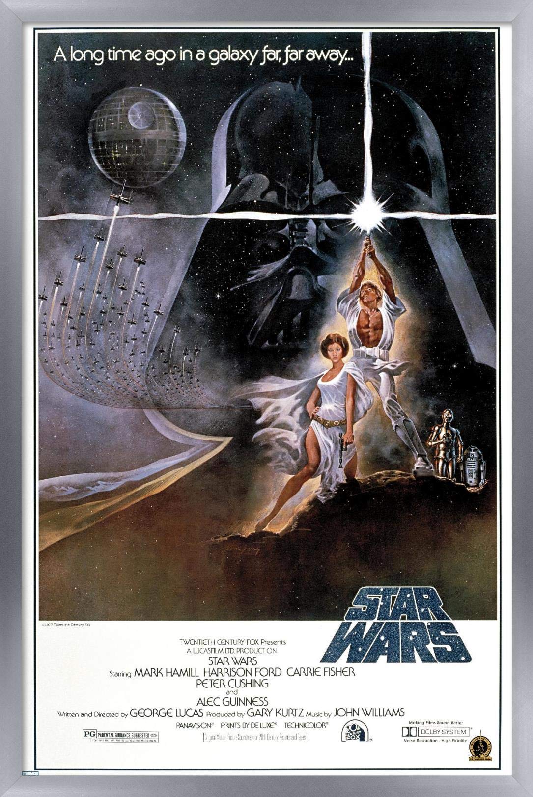 Trends International 24X36 Star Wars: A New Hope - Original One Sheet Wall Poster, 24" x 36", Silver Framed Version