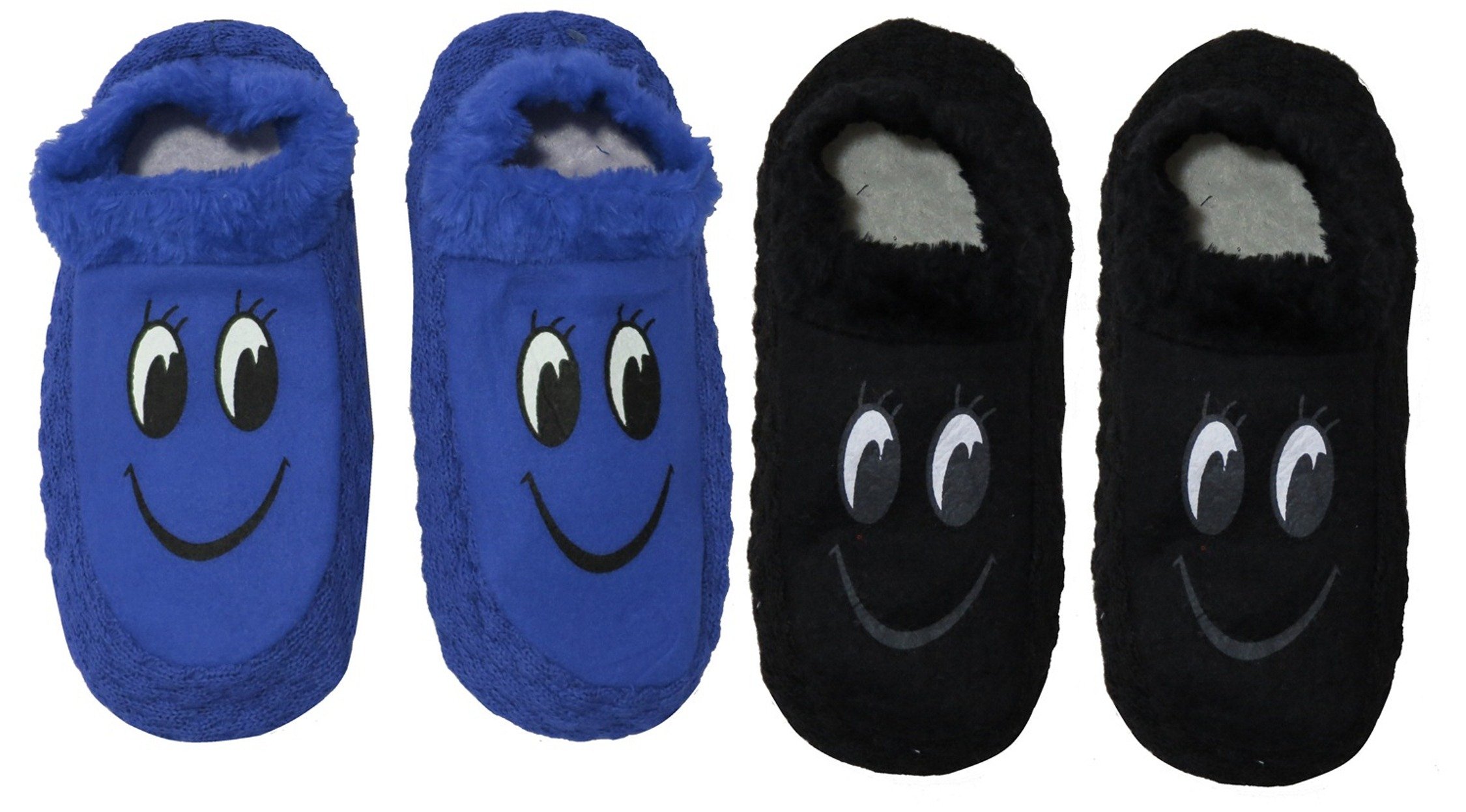 Neska ModaWomen's 2 Pair Booties/Indoor Slippers- Black,Blue