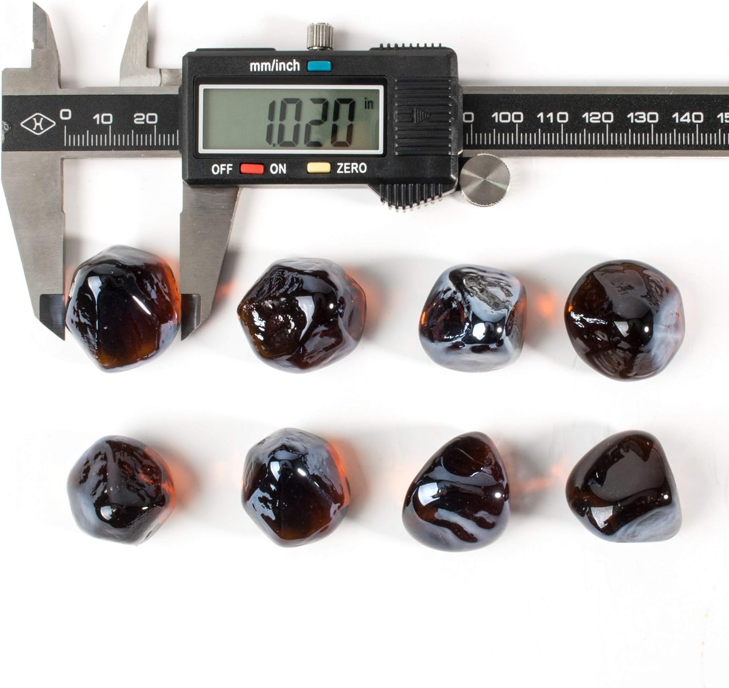 Fire Glass Diamond 1 Inch Fire Pit Glass Rocks for Propane or Gas Fire Pit (Gift Package) (20 Pounds, Amber Luster)