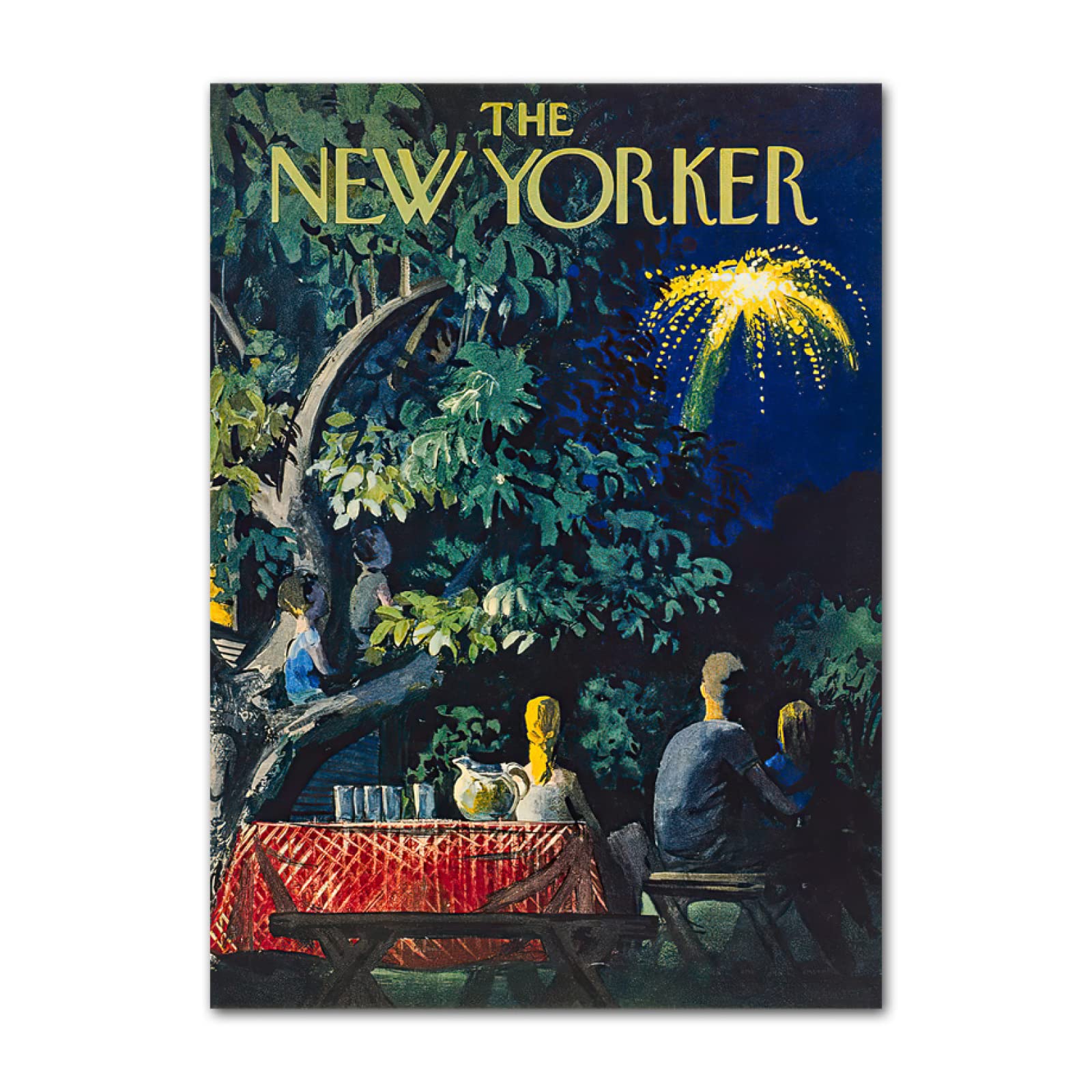 DFHDFH The New Yorker Posters Vintage Magazine Illustration Wall Art Flower Canvas Painting The New Yorker Prints Home Decor Pictures 50X70cmX1 No Frame