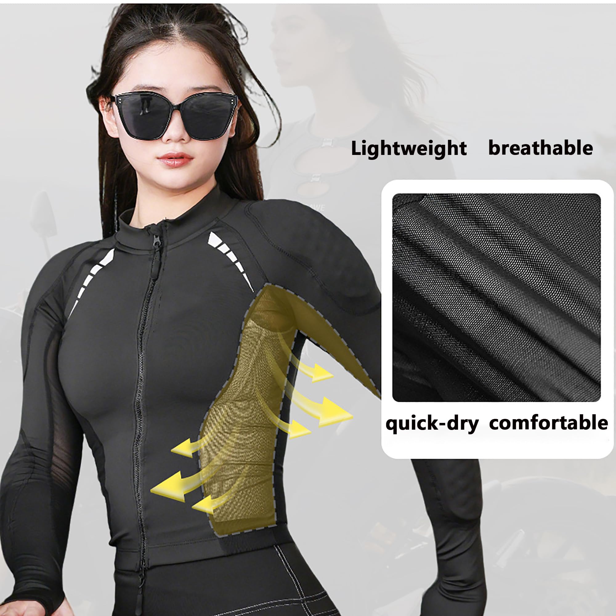 Chaqueta de Moto para Mujer, Transpirable Chaqueta blindada de Motocicleta, Elástica Camisa De Moto Mujer Verano para Montar Moto Bicicleta fitness en Desplazamientos diarios