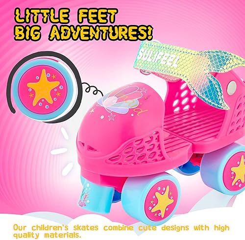 Miniatura 3 de SULIFEEL Patines cuádruples ajustables para niños, patines para principiantes para niñas y niños de 2 a 5 años de edad