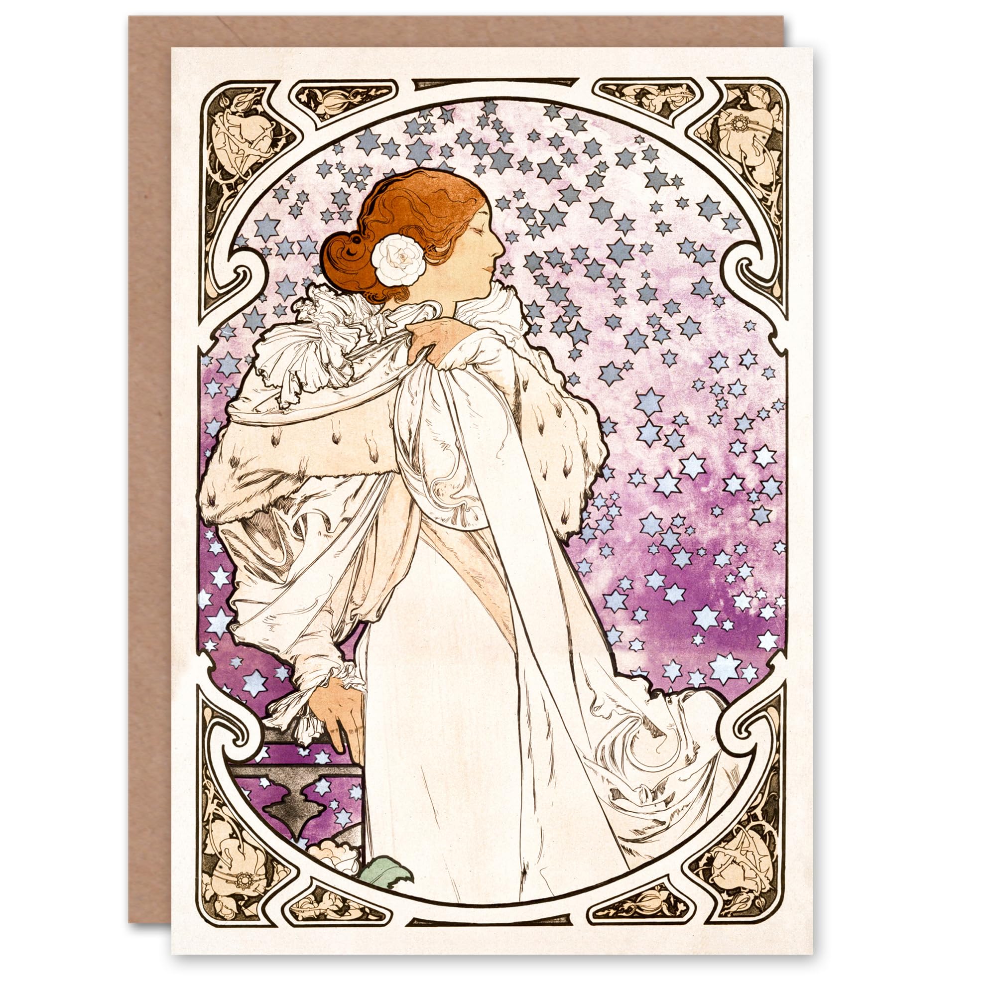 Artery8 Alphonse Mucha Art Card Lady of Camellias Theatre Portrait