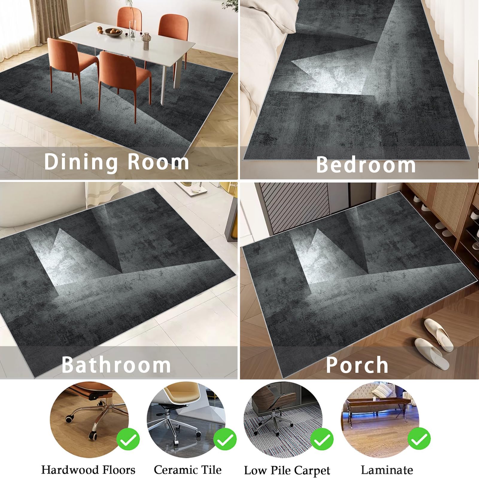 Tapis de chaise de jeu antidérapant 200 x 230 cm, protection de sol durable pour chaise de bureau en bois dur, tapis de chaise de bureau, tapis anti-rayures et antidérapant