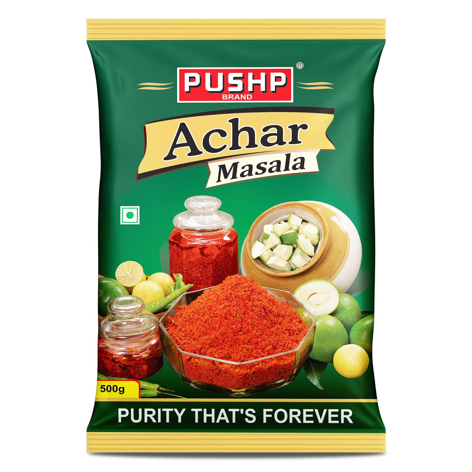 Pushp Achar Masala | 500g | Premium Blend of Traditional Spices | Ready-to-Use Pickle Mix | Authentic Homemade Pickle Masala | No Added Preservatives (Pack of 1)