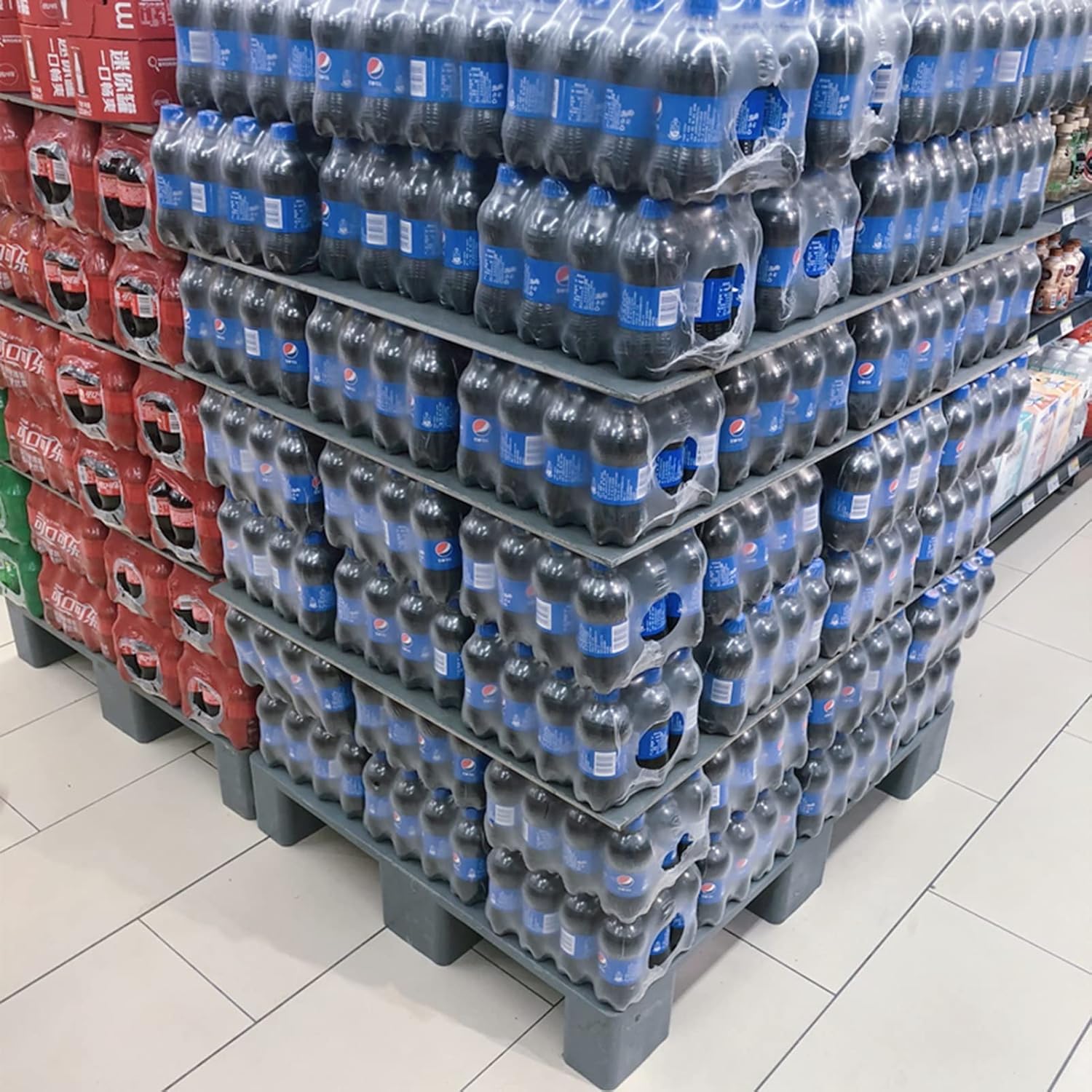 WIGING Plastic Nestable Shipping Pallet, Grid Ventilation Moisture Proof Pad, HDPE Non Slip Safety Storage Grid Pads for Warehouses, Storage Rooms (Color : Grey, Size : 80x80x14cm)