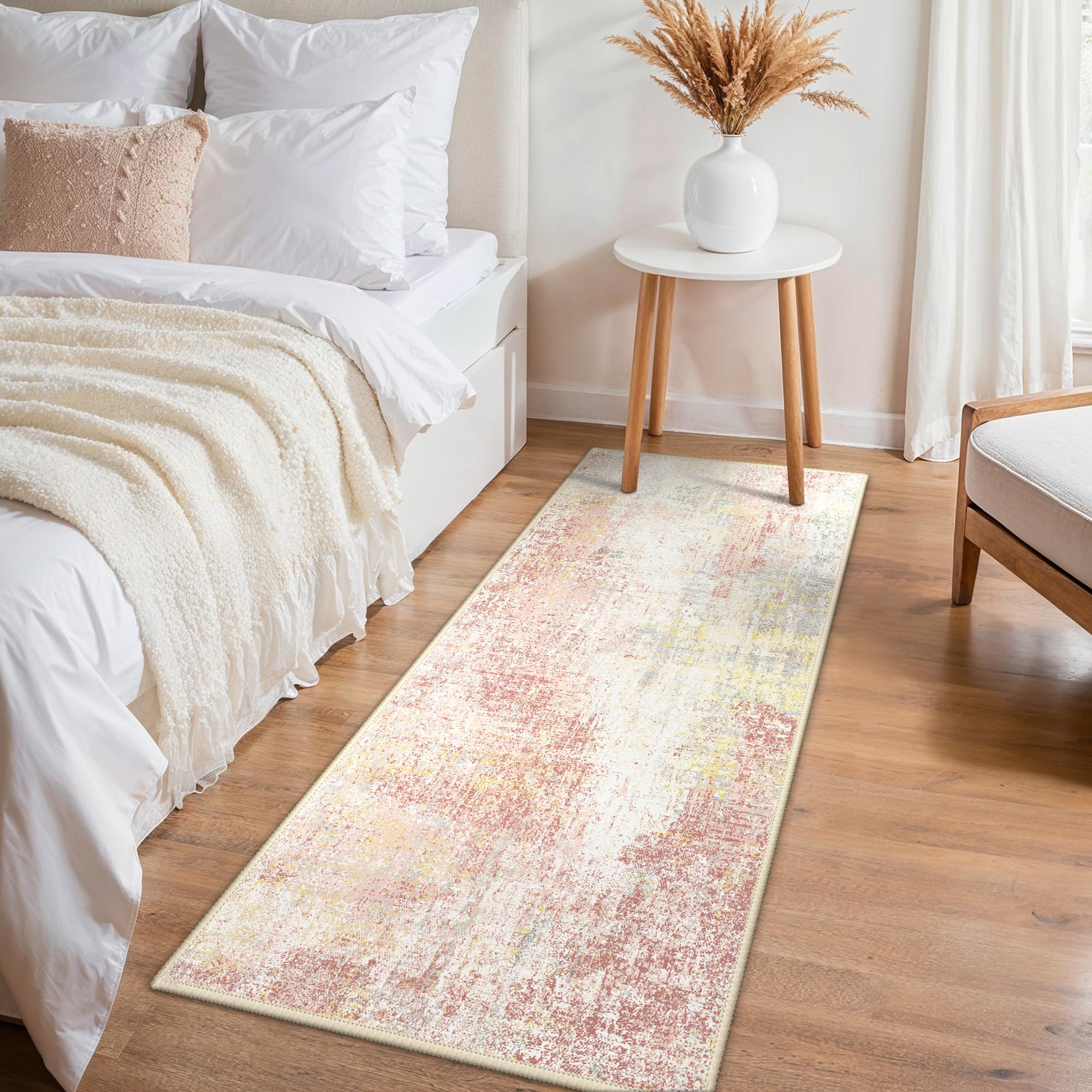 BEIMO Runner Rugs for Hallway 80x150cm, Non-Slip Extra Long Washable Runner Rugs Soft Low Pile, Modern Abstract Rug Carpet Runners for Entryway Kitchen Bedside Laundry Room, Rose Gold โ image 1