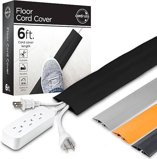Cordinate 6ft Floor Cord Cover, Cable Protector, Hide