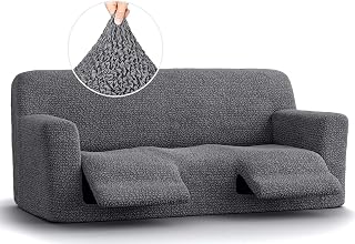 PAULATO BY GA.I.CO. Recliner Cover – Soft Form-Fit Slipcover – Stretch 1-Piece Reclining Furniture Protector – Machine Washable Hypoallergenic Fabric – Dark Grey (Reclining Sofa 63"-91" Wide)
