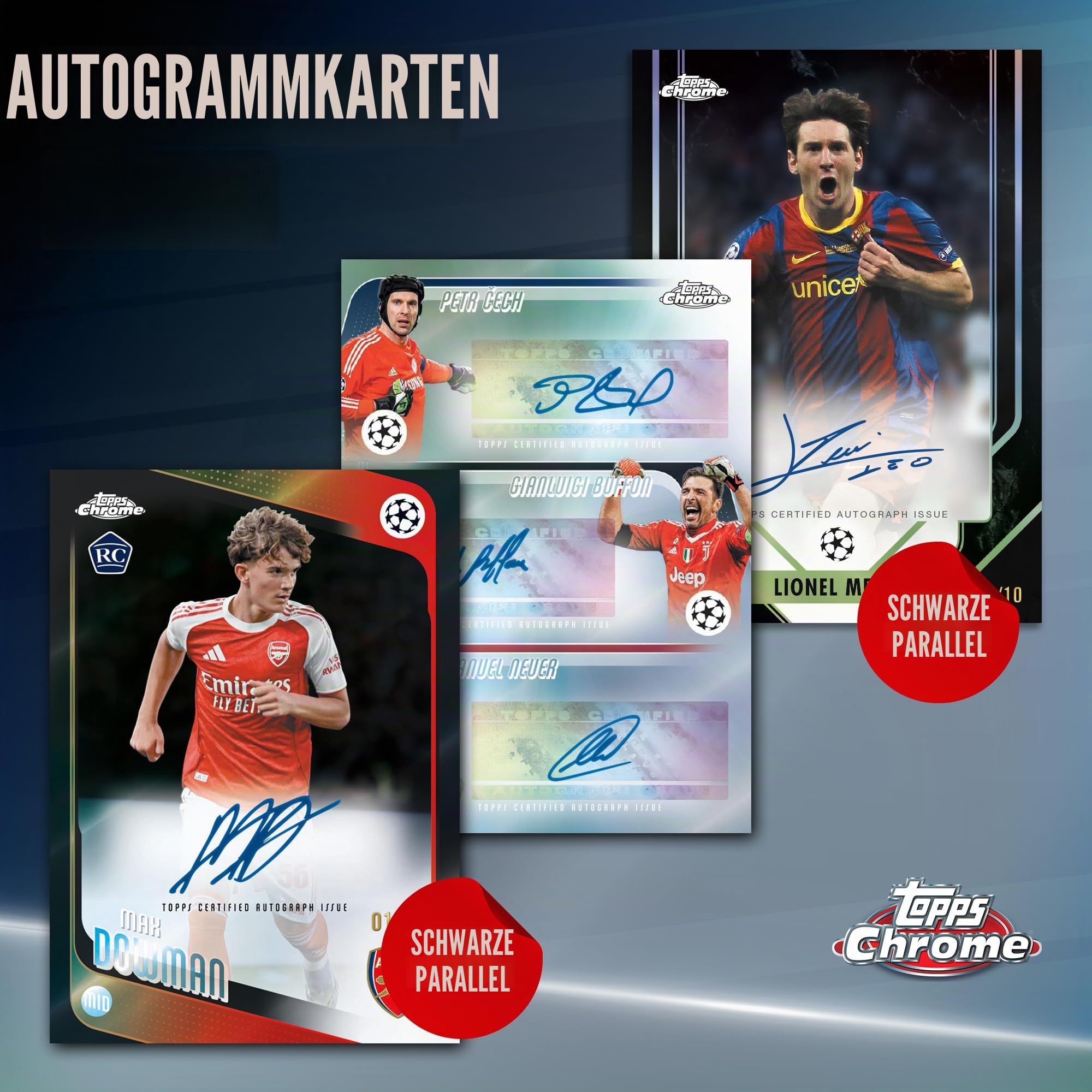 2025-26 Topps Chrome UEFA Club-Wettbewerbe Fußball – Fabrikversiegelt – Mega-Box