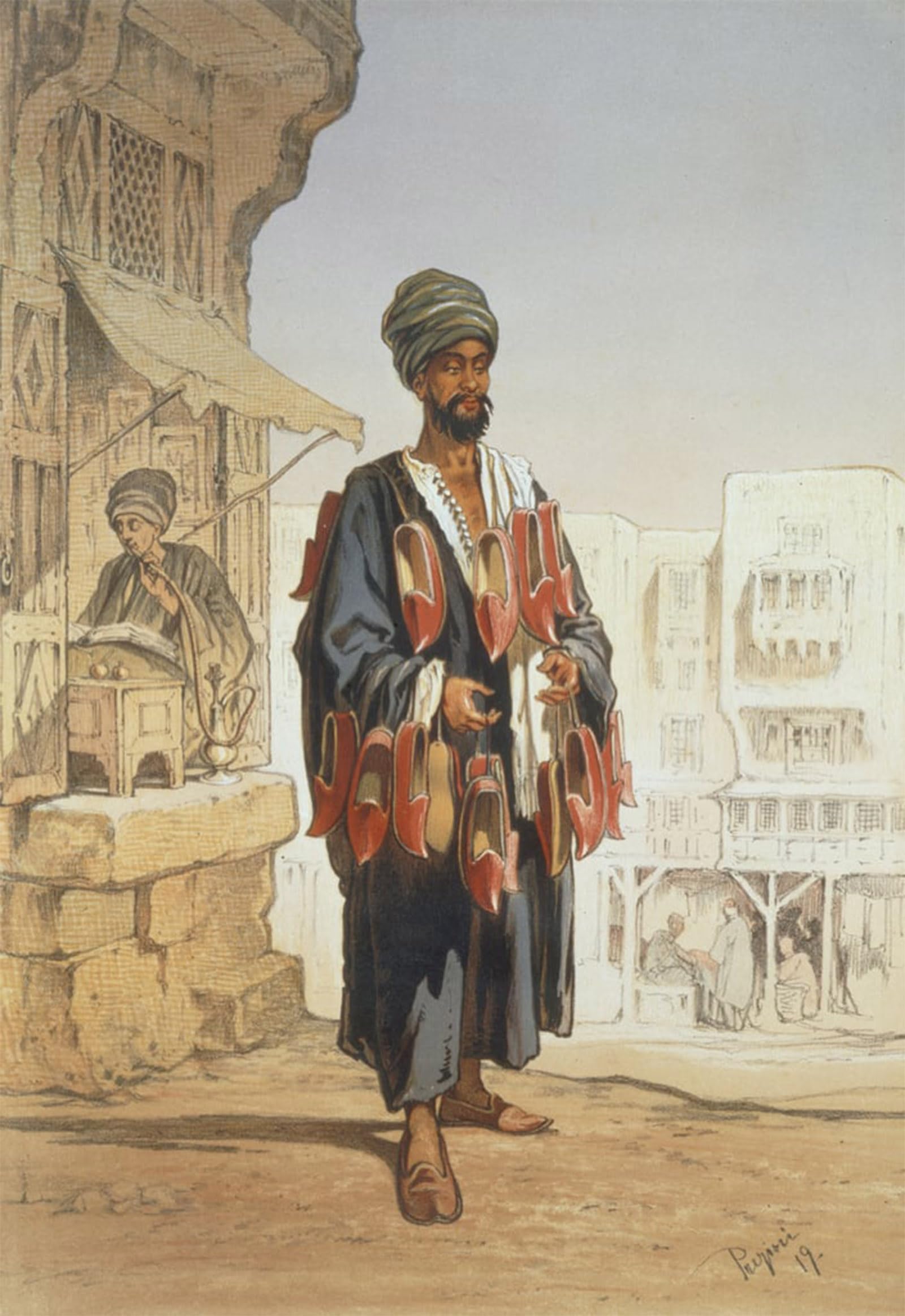 POSTERIIk Famous Modern Artwork Art Mural the Slipper Seller From souvenir of Cairo by Amadeo Preziosi Oil Paintings Pictures for Home Decor 60x90cm