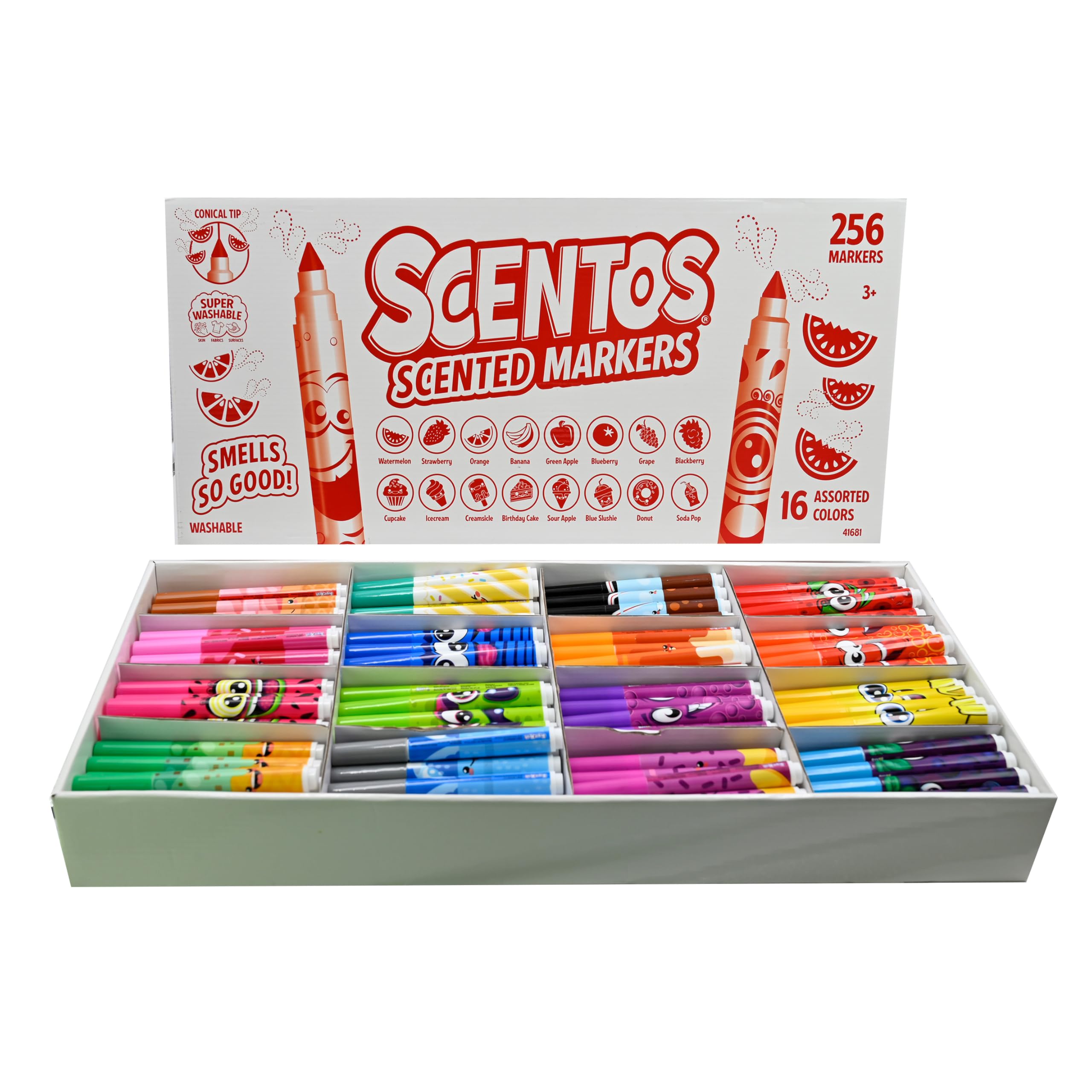Ultimate Classroom Bulk Markers Pack - 256 Scented Markers in 16 Colors, Perfect for Teachers, Kids & Parents