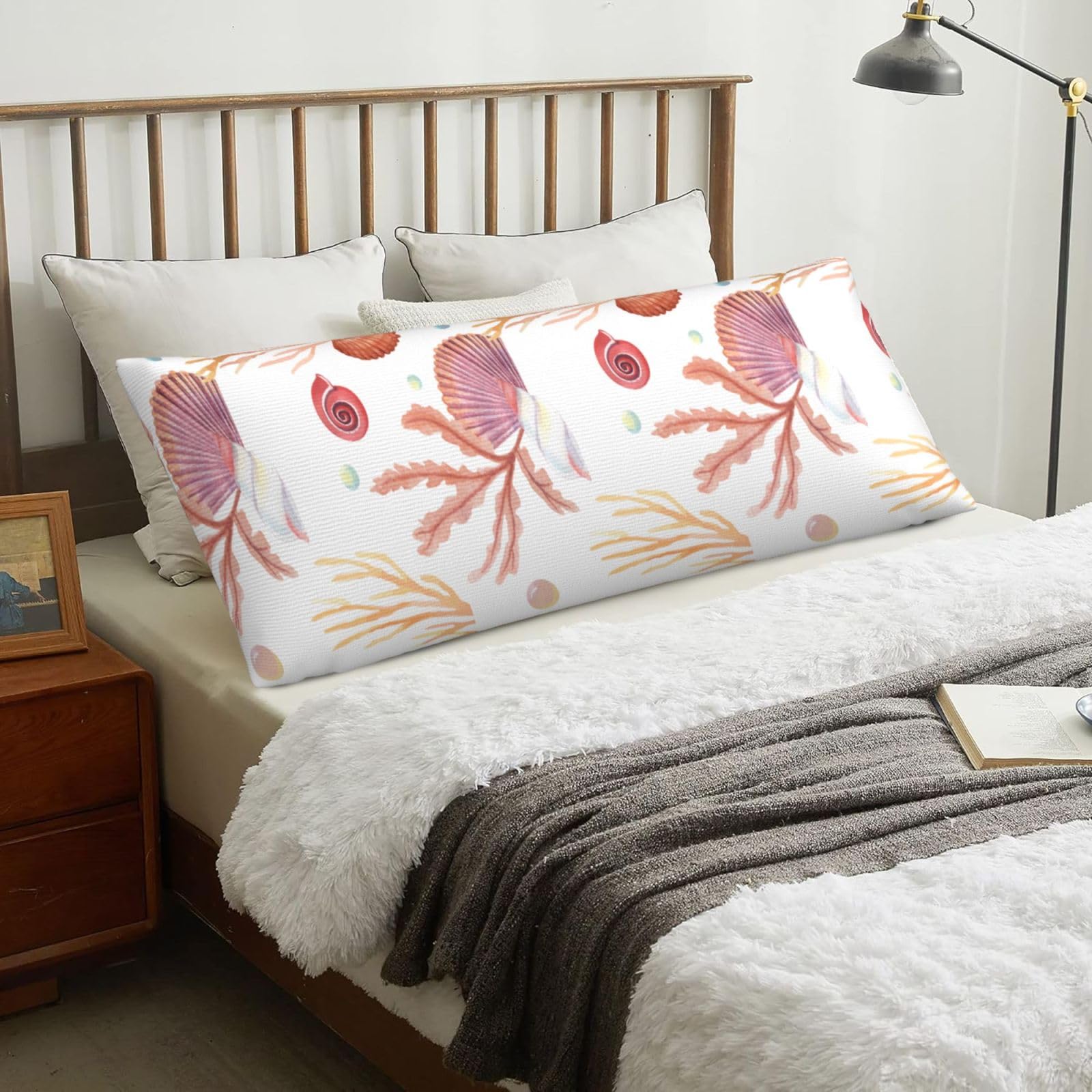 Sea Shell, Body Pillow Cover with Zipper,Long Body Pillowcase 20 x 60 in