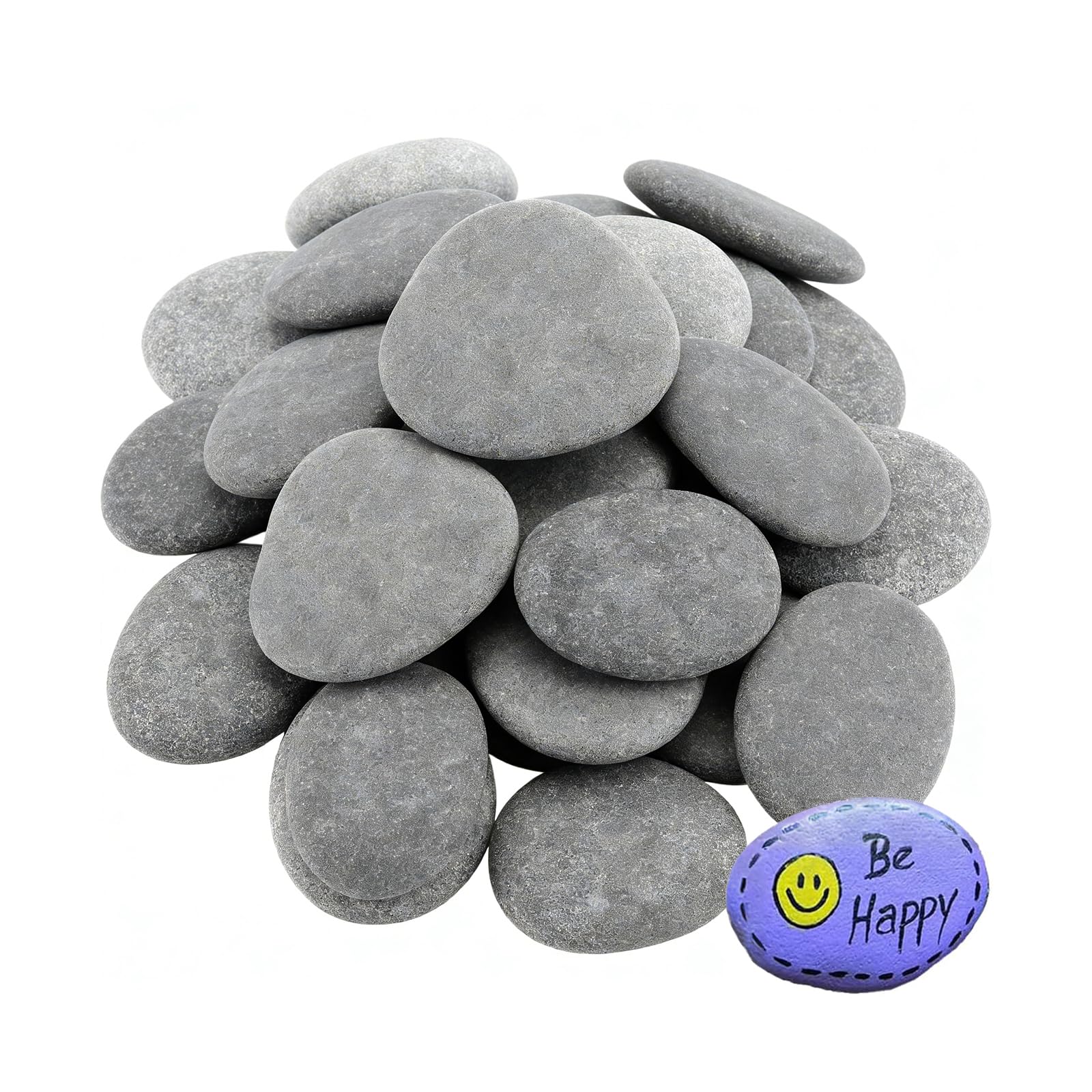 24 p?askie kamienie do malowania, 5-8 cm, g?adkie, du?e kamyki, kamienie naturalne, kamienie dekoracyjne, kamie? rzeczny do malowania mandali, ogrodu, doniczek, akwariów