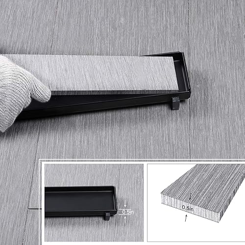 Miniatura 3 de Dilvii Desagüe lineal de ducha de 20 pulgadas, color negro mate, drenaje rectangular de piso de acero inoxidable con cubierta reversible, atrapa