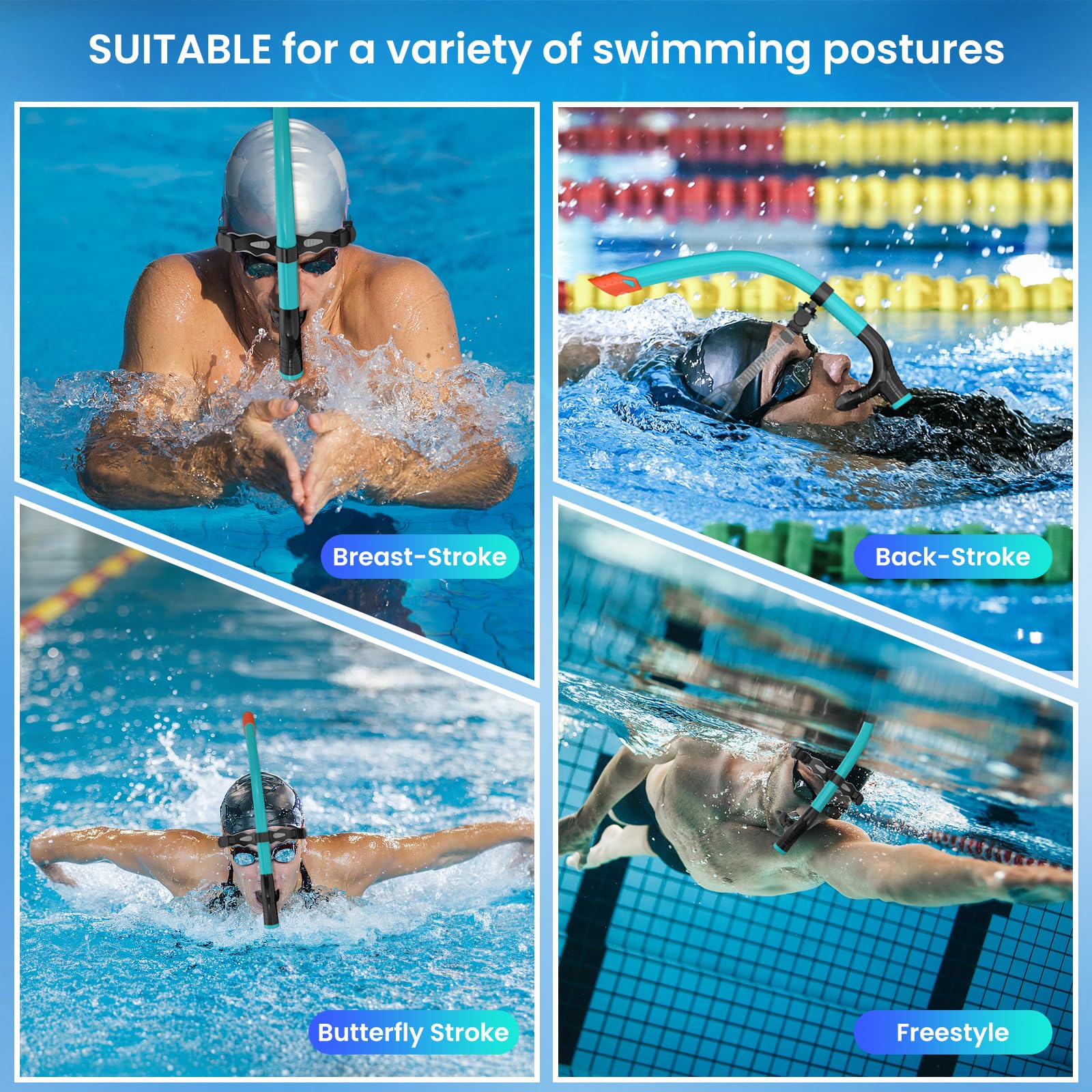 Snorkel Lap Natación Nadador Entrenamiento Buceo Snorkeling para Piscina Aguas Abiertas, Verde