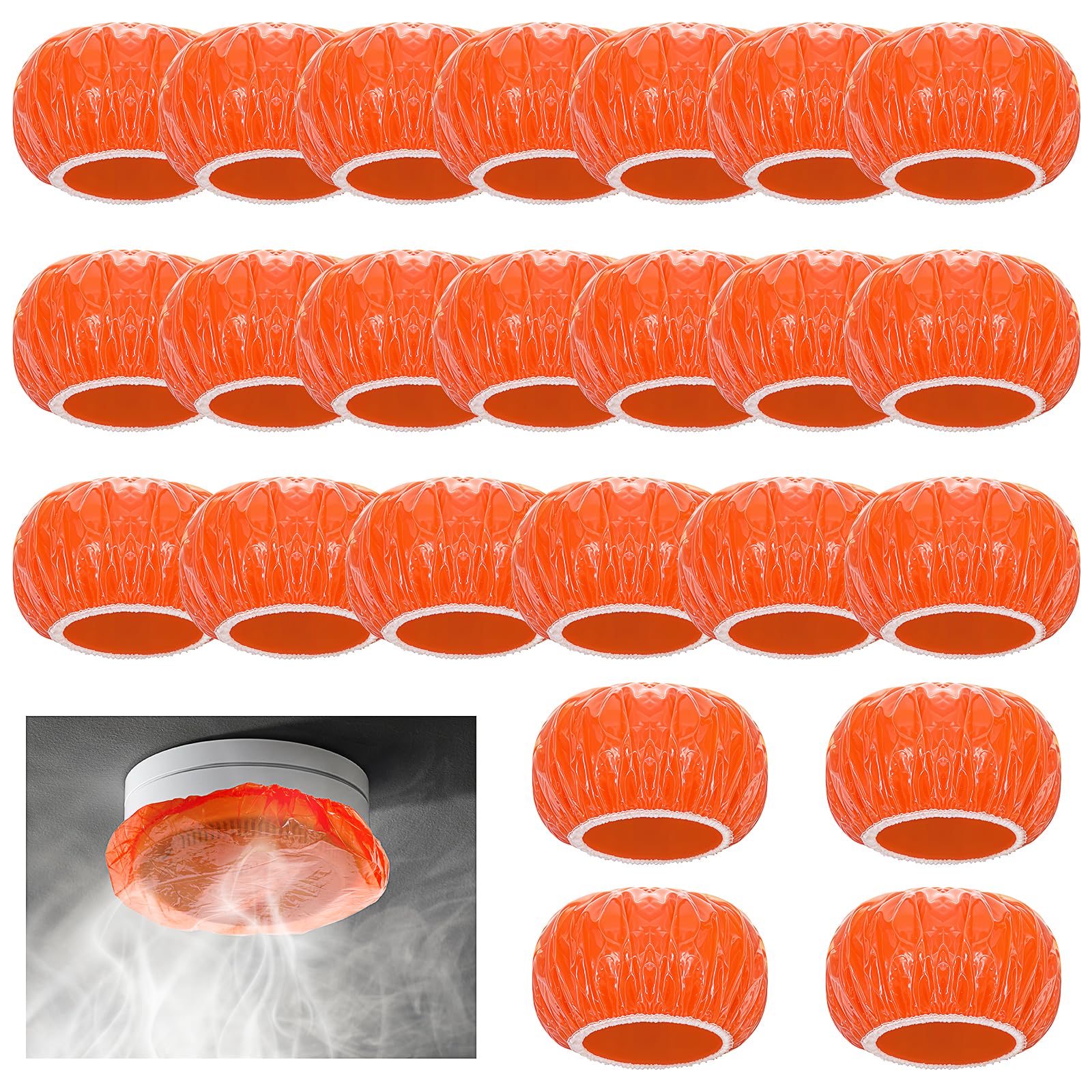 24Pcs Smoke Detector Covers, Elastic Fire Alarm Cover Smoke Detector Dust Covers Thickened Reusable Smoke Alarm Paint Cover Fit Most Models, Fire Alarm Dust Cover for Home Cooking & Baking(Orange)