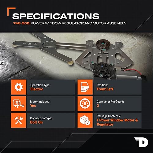 Miniatura 2 de Dorman 748-502 Conjunto de motor y regulador de elevalunas eléctrico delantero del lado del conductor compatible con modelos seleccionados de Toyota