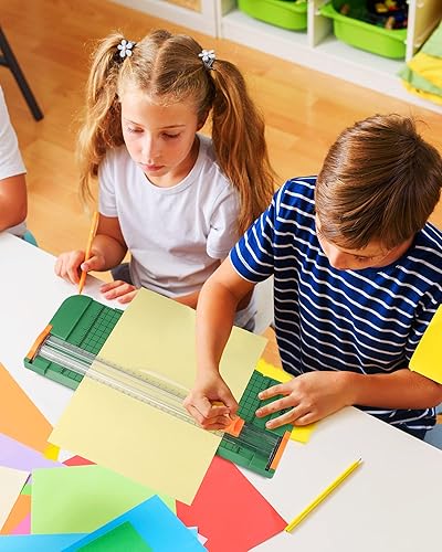 Miniatura 8 de Firbon Paquete de cortador de papel verde A4 con 5 cuchillas de recambio, recortadora de papel de 12 pulgadas con regla lateral para álbumes de