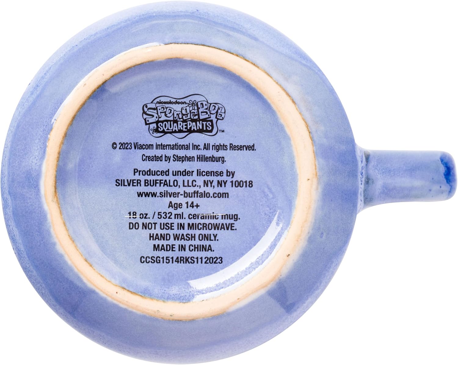 Silver Buffalo SpongeBob Poses Floral Reactive Glaze Tapered Pottery Mug 18 Ounces - Image 4