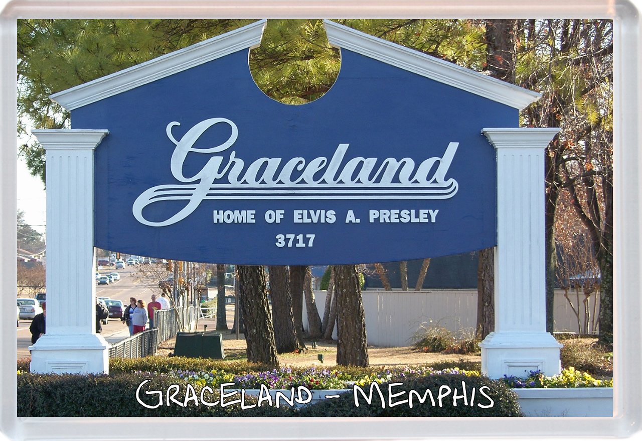Baked Bean Store Multicolor Graceland - Memphis - Tennessee - Usa - Home Of Elvis - Jumbo Fridge Magnet
