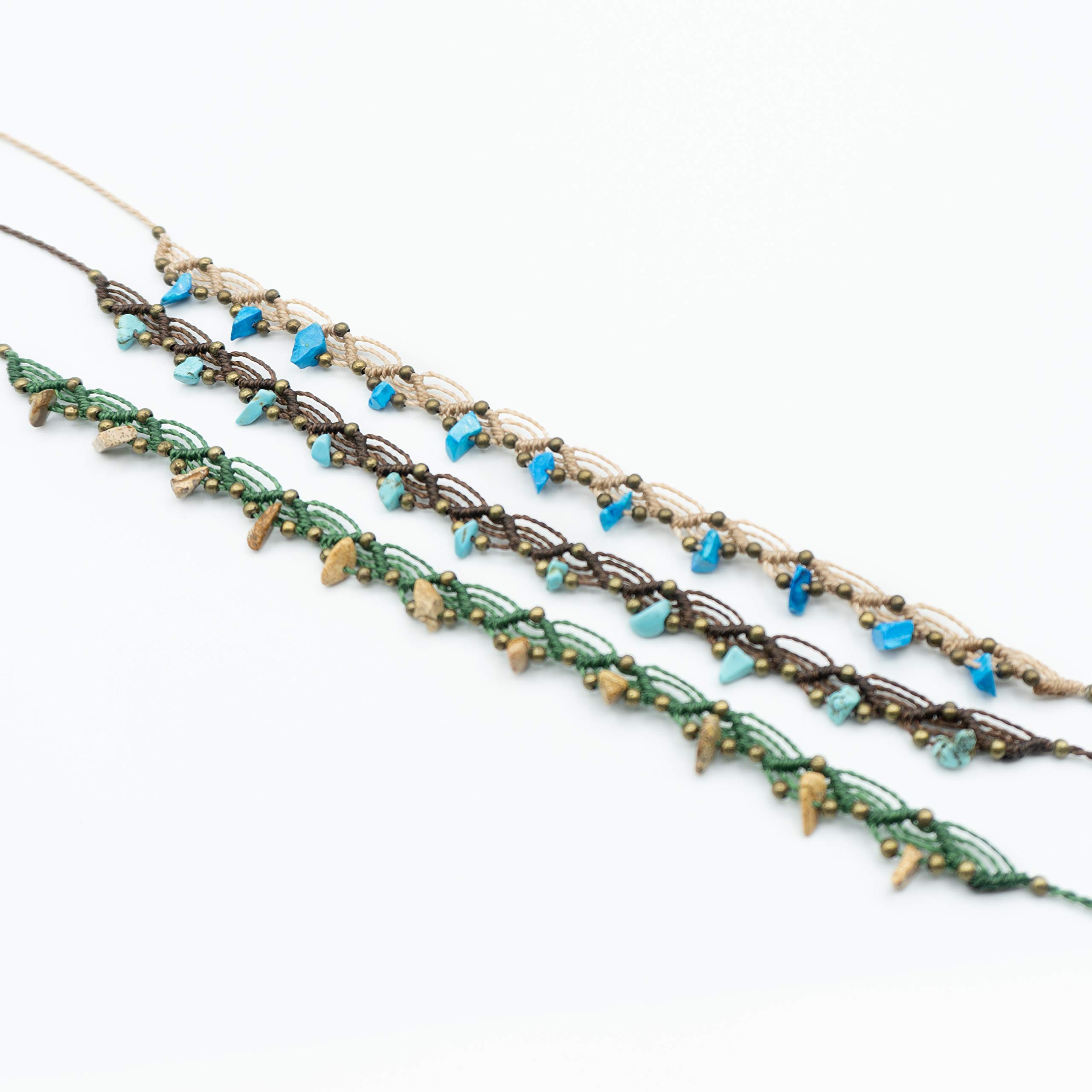 Tobillera boho bohemia de macrame artesanal para playa