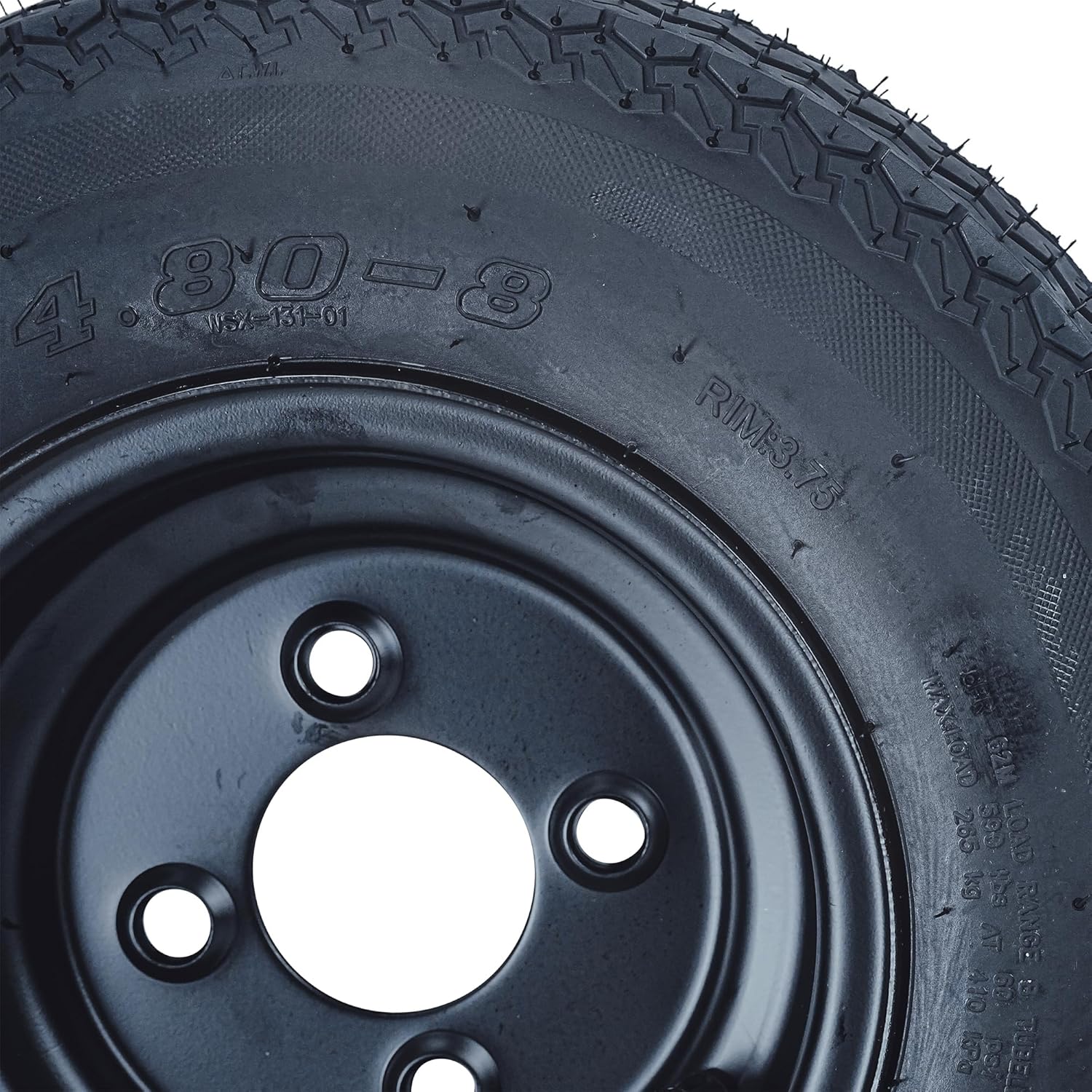 Set of 2: 4.80-8 Trailer Tires with 8" Black Rim - 6-Ply Load Range C - 4 On 4" - Heavy Duty Tires Wheels for Camping, Utility, Boat Trailers