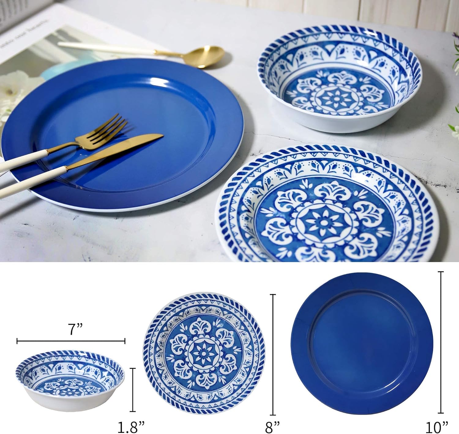 🔥 Flаѕh Sаlе O'Nelly Designs Melamine Plates and Bowls set 12 pcs, Blue Dinnerware sets for Outdoor, Patio (Including gift box and mesh bag) Buу 1 gеt 1 O'Nelly Designs Melamine Plates and Bowls set 12 pcs, Blue Dinnerware sets for Outdoor, Patio (Including gift box and mesh bag)