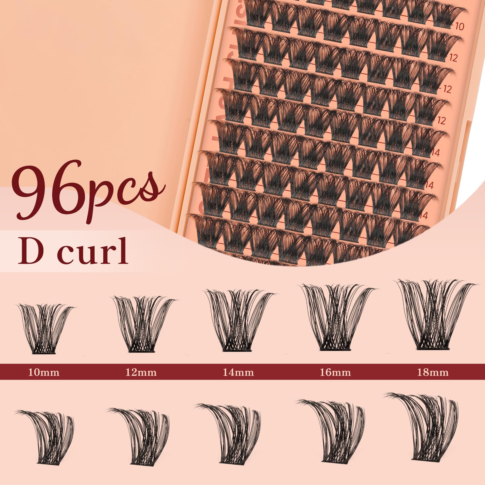 Higu clace Cluster Lashes 96pcs, Lash Clusters D Curl Mix8-18mm, Ultra Softy Eyelashes Fluffy - Image 4