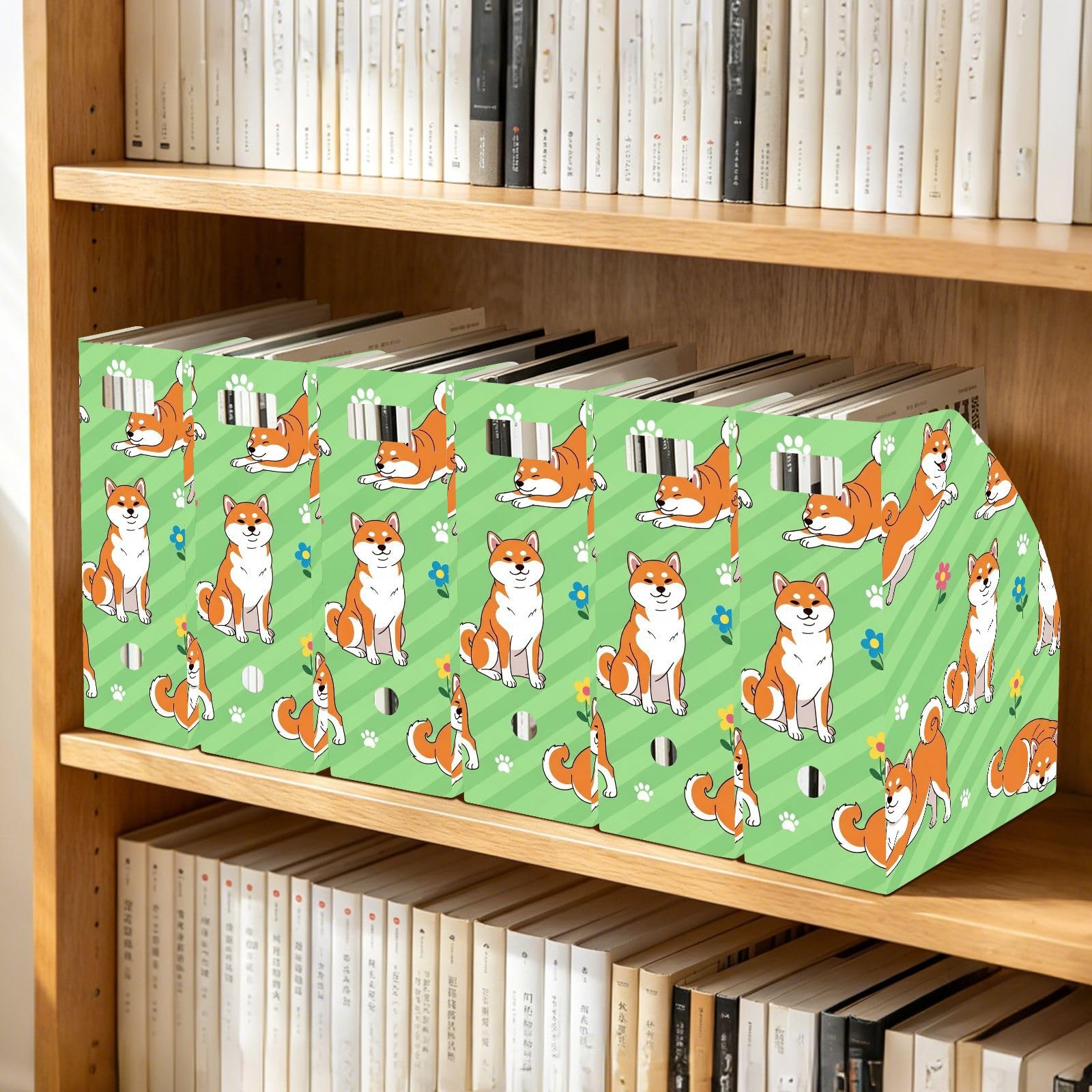 Organiseur de bureau pliable à plat en forme de chien mignon vert